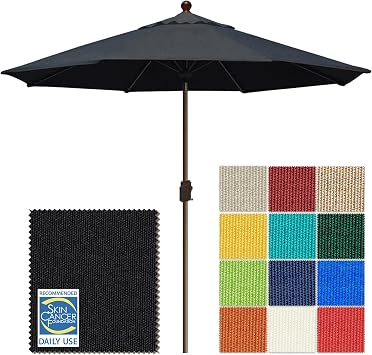 EliteShade USA 10-Year-Non-Fading 10Ft Market Patio Umbrella, UPF 50+ UV Protection Performance Sun Umbrella, Heavy Duty Commercial Grade Outdoor Table Umbrella with Crank & Tilt, Windproof Vented Top for Garden, Pool, Deck and Outdoor Playsets, Black