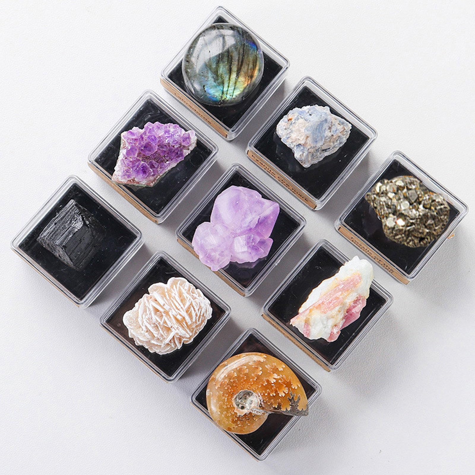 Cristalli Chakra e Pietre Curative in Confezione Regalo - Set di 9 Pezzi di Cristallo Naturale di Quarzo Grezzo per L'educazione su Rocce e Minerali, Pietre Preziose dei Chakra Curativi