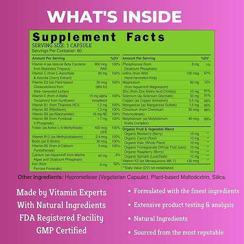 Miniatura 4 de grow vitamin One Daily Multivitamínico para mujeres, apoyo energético, suplemento alimenticio integral para nutrir el cabello, la piel, las uñas,