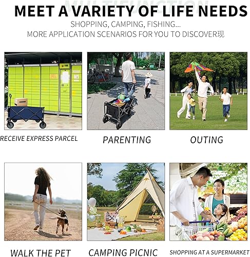 Miniatura 5 de Carro plegable al aire libre, carro utilitario al aire libre, carrito de jardín, carrito de playa plegable resistente, carrito plegable de camping