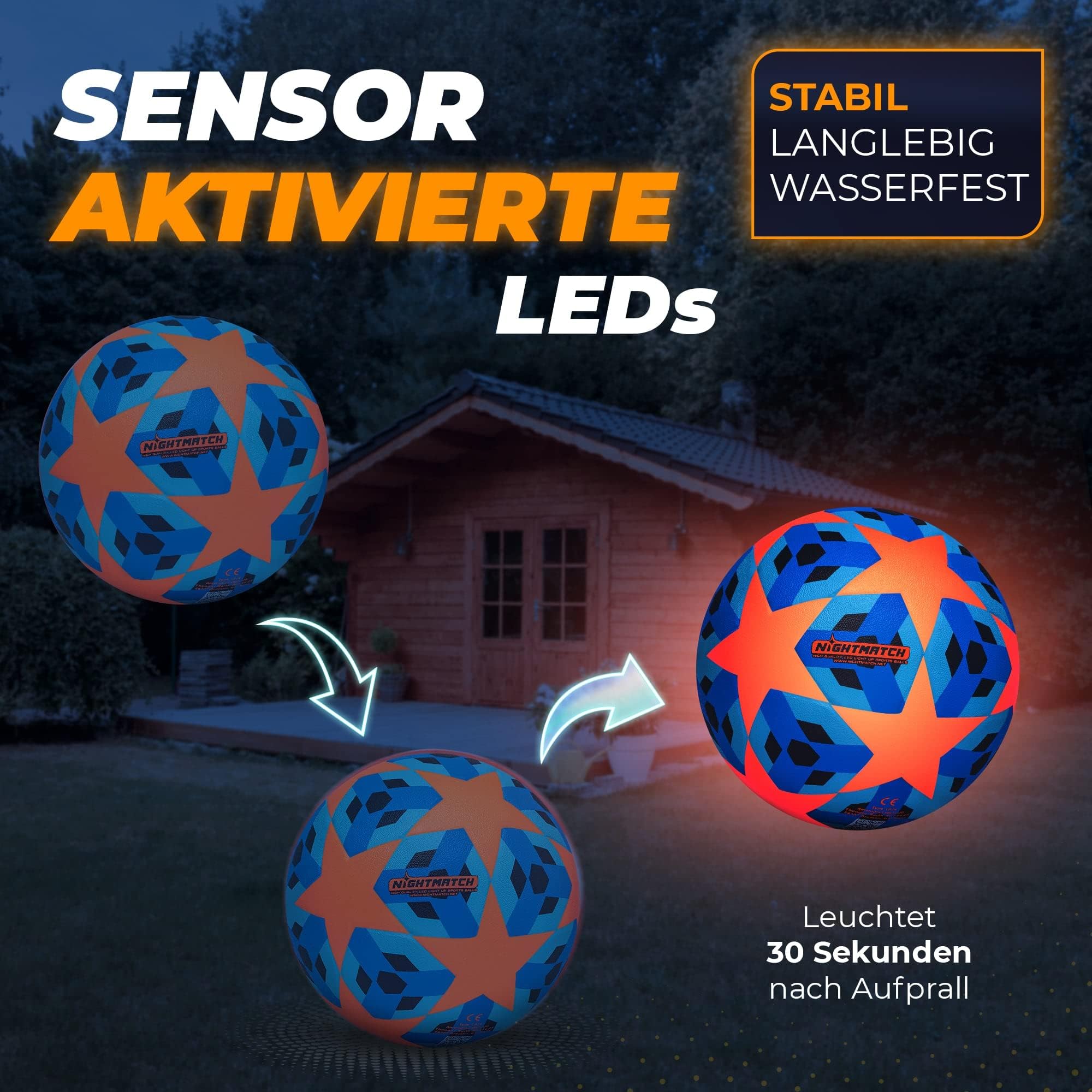 SYNCFUN – Ballon Foot Lumineux LED – Taille 5 – Phosphorescent – Jeux Nuit – Piles Incluses
