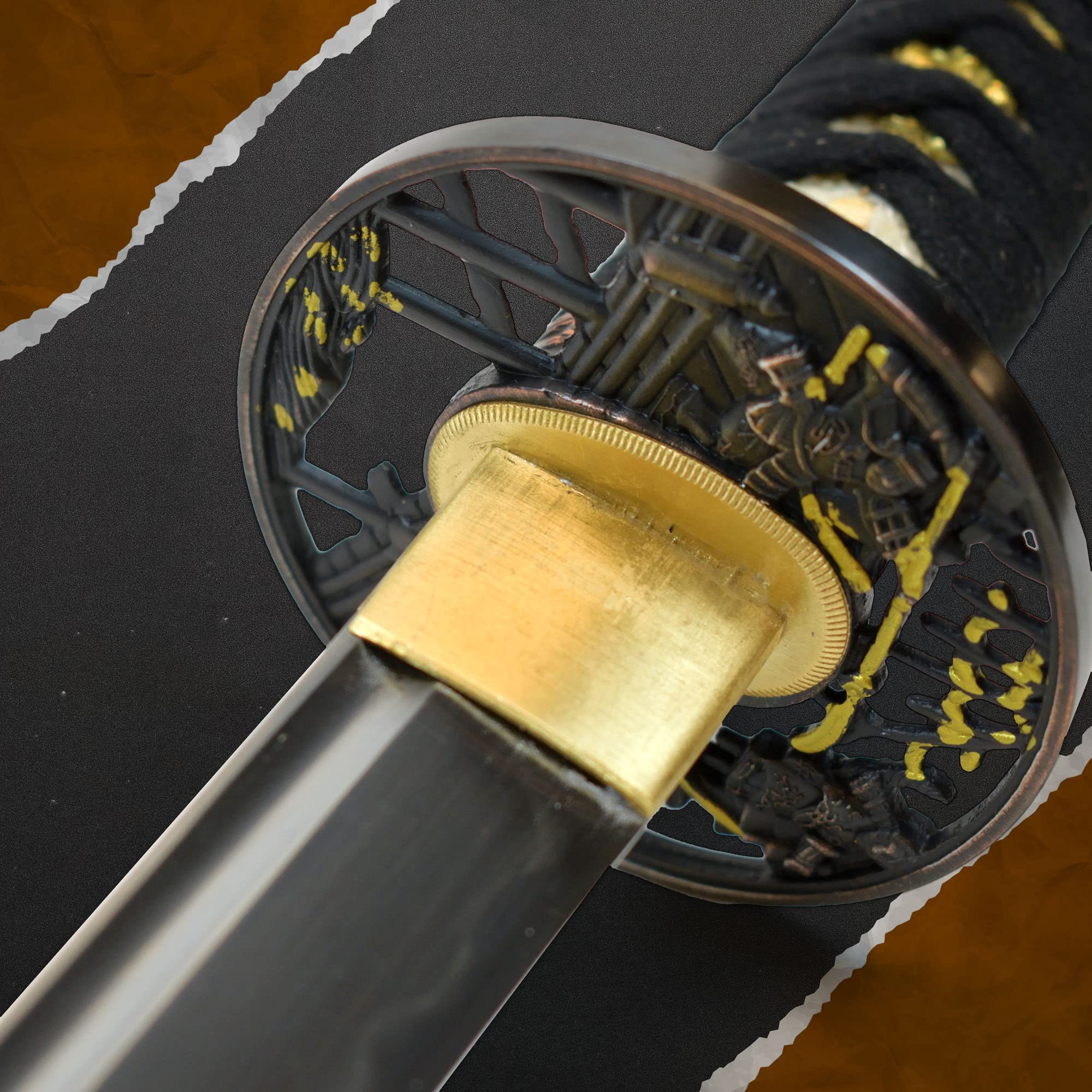 Akito Japanisches Samurai Schwert - Handgeschmiedeter Karbonstahl, Mit Scheide, 102 cm, Katana, Schwarz