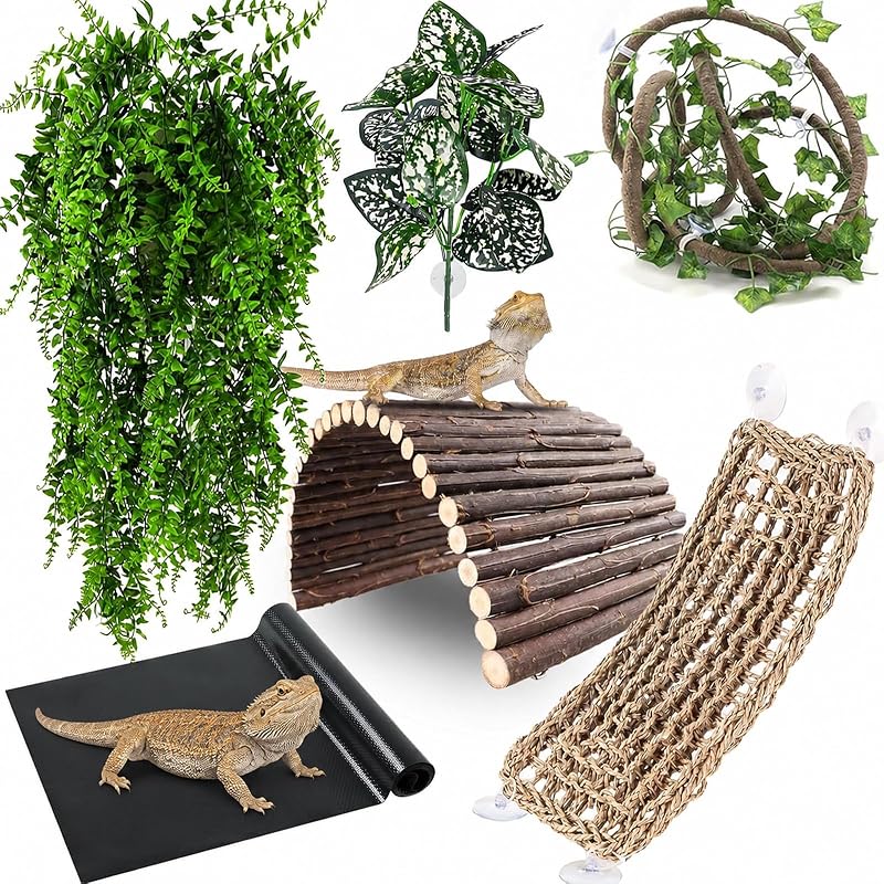 Plantas e Decoração para Terrário com Rede, Ponte e Trepadeiras RUNANIA 7 Peças com Manta