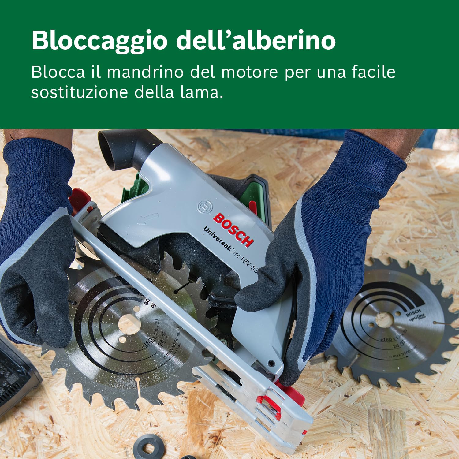 Bosch Sega circolare a batteria UniversalCirc 18V-53 (taglio preciso nel legno; profondità di taglio max. 53 mm; 18 Volt System; 1 batteria da 2,5 Ah e caricabatteria)