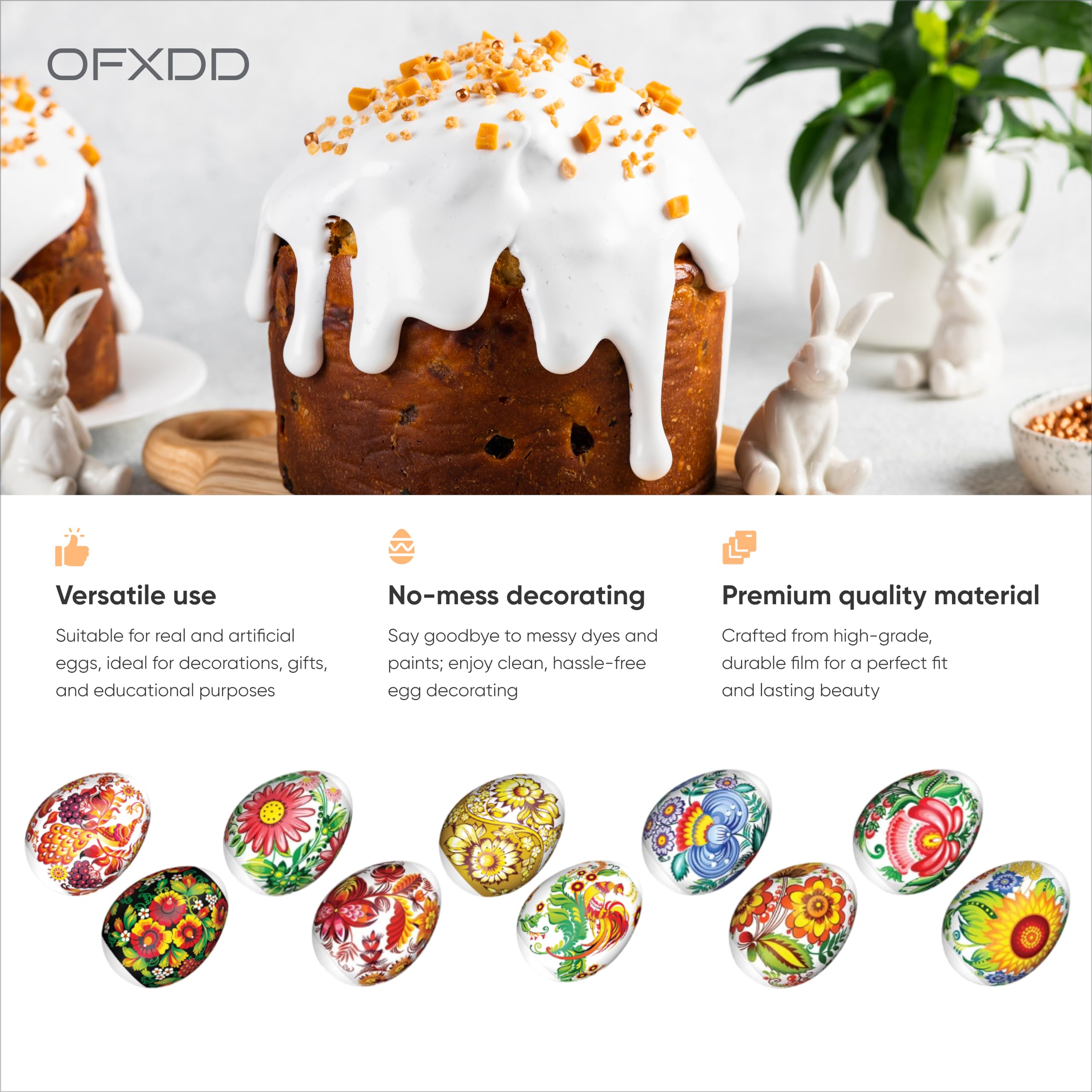 OFXDD 14 Pcs Egg Wraps Easter Set - Thermo Easter Egg Shrink Wrappers for Pysanka - Traditional Egg Sleeves Easter - Ukrainian Easter Egg Decorating Kit