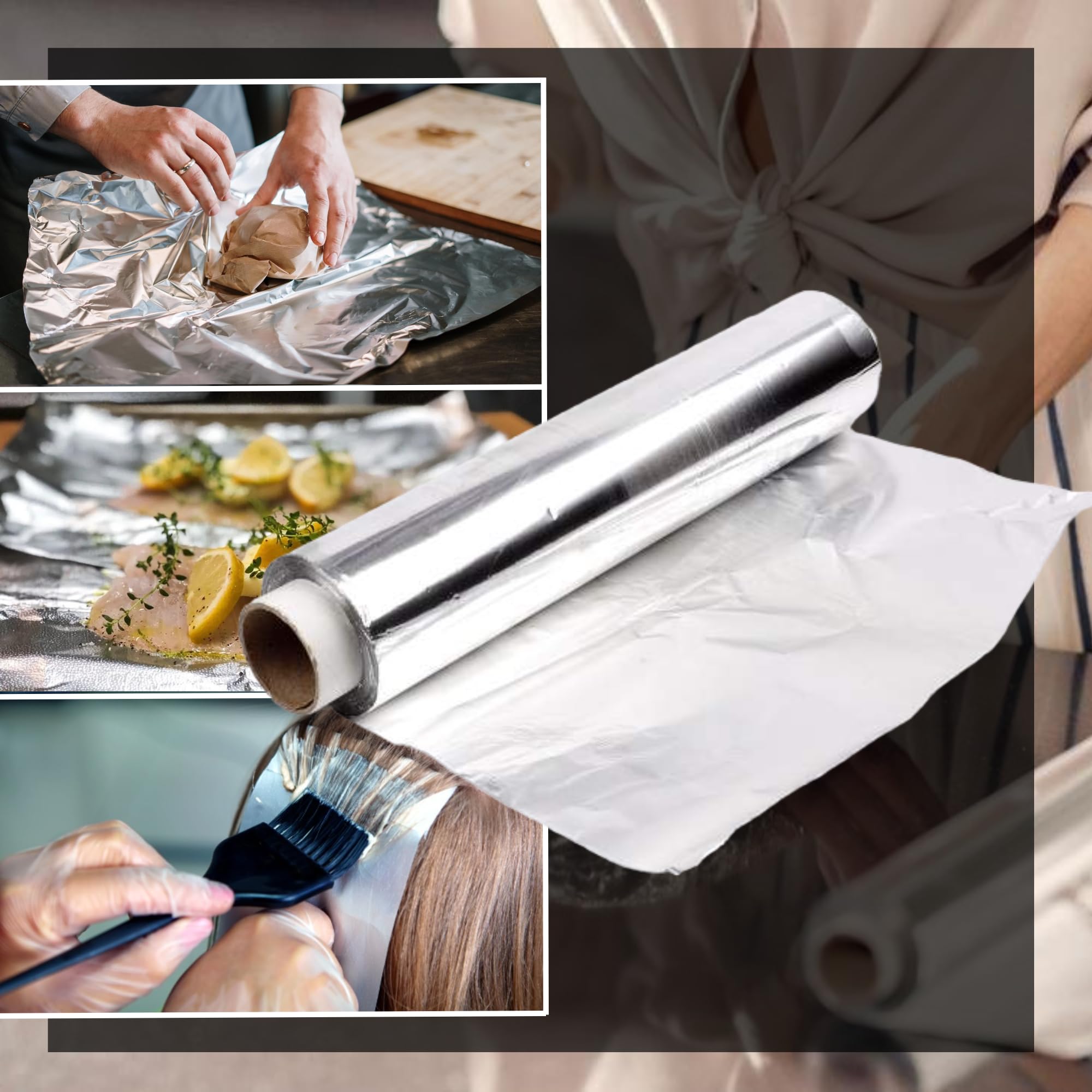 ACESA – Papel Aluminio Industrial 30cm x 200m | Rollo de Aluminio para Cocina, Hostelería y Peluquería | 14 Micras | Apto para Horno y Congelador | Caja Dispensadora con Sierra de Corte