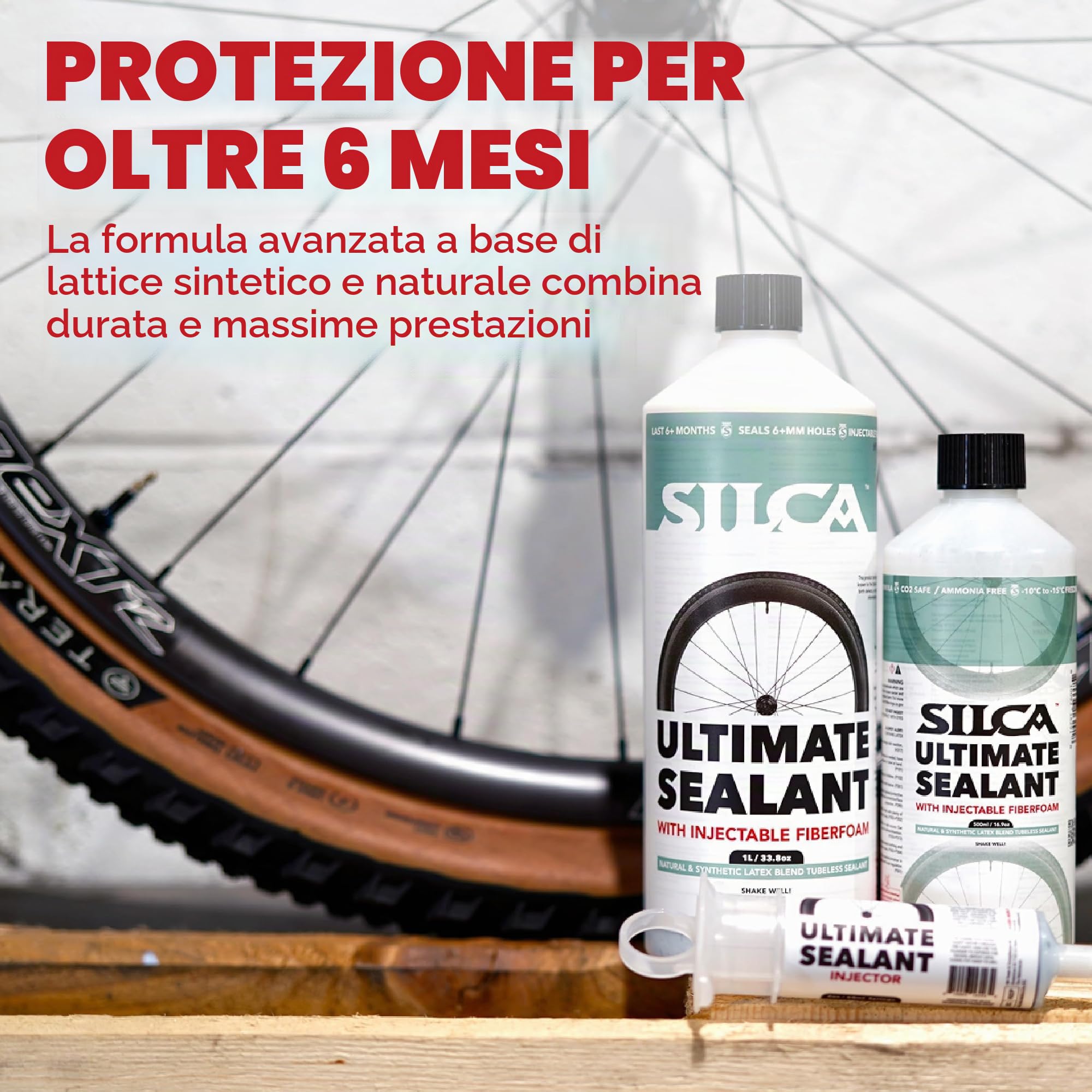 SILCA Sigillante per Pneumatici tubeless Ultimate - Sigillante per Bici tubeless Che Sigilla proattivamente Le forature - Iniettabile - Il Liquido Dura più di 6 Mesi