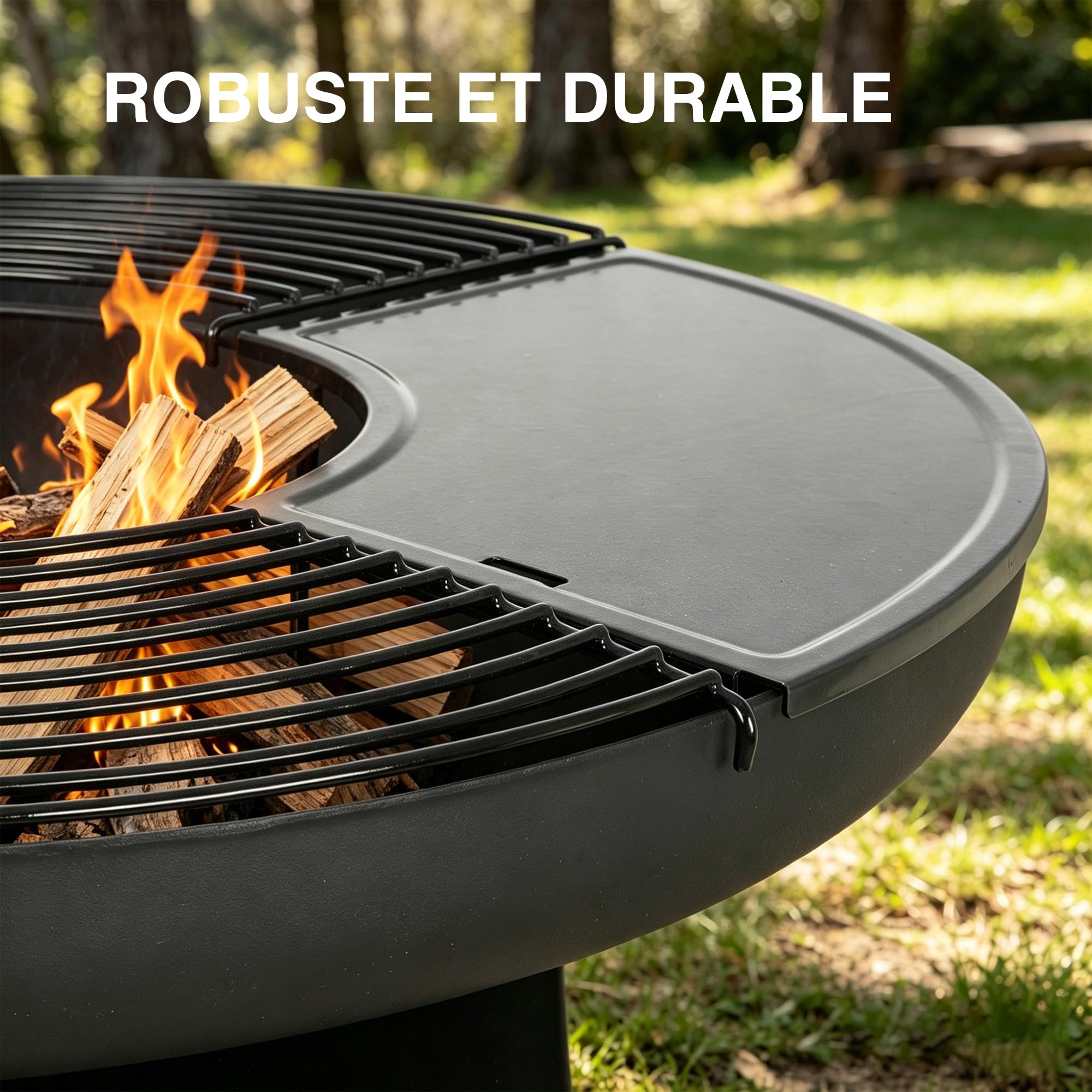 Bali Outdoors Grand Brasero Plancha Ø80 x 92 cm de hierro, juego de cocina exterior con placas y rejillas extraíbles, chimenea calefactora de jardín y terraza