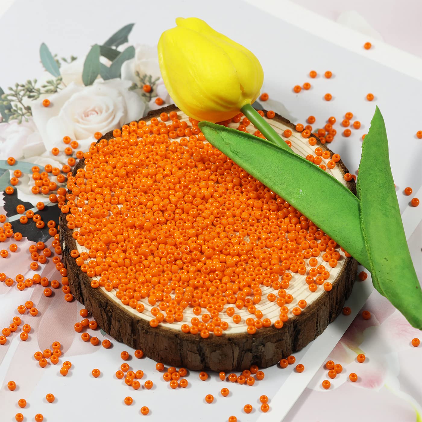 Seed Beads 110 Grams About 4000pcs, 3mm 8/0 Orange Glass Craft Beads for Making Earrings Bracelets, Pendants - Image 2