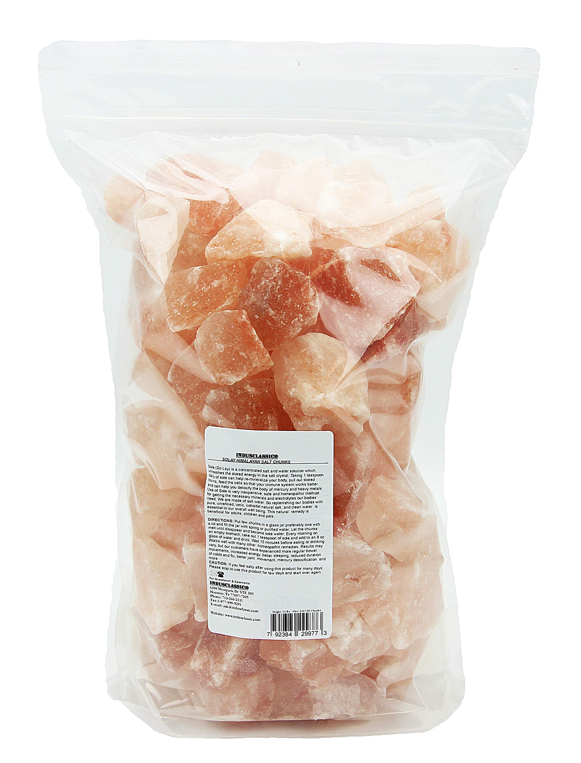 IndusClassic10 lbs Sole Himalayan Salt Chunks Stone, Increase Hydration, Energy, Vibration, and Replenish Electrolytes with 84 Trace Minerals