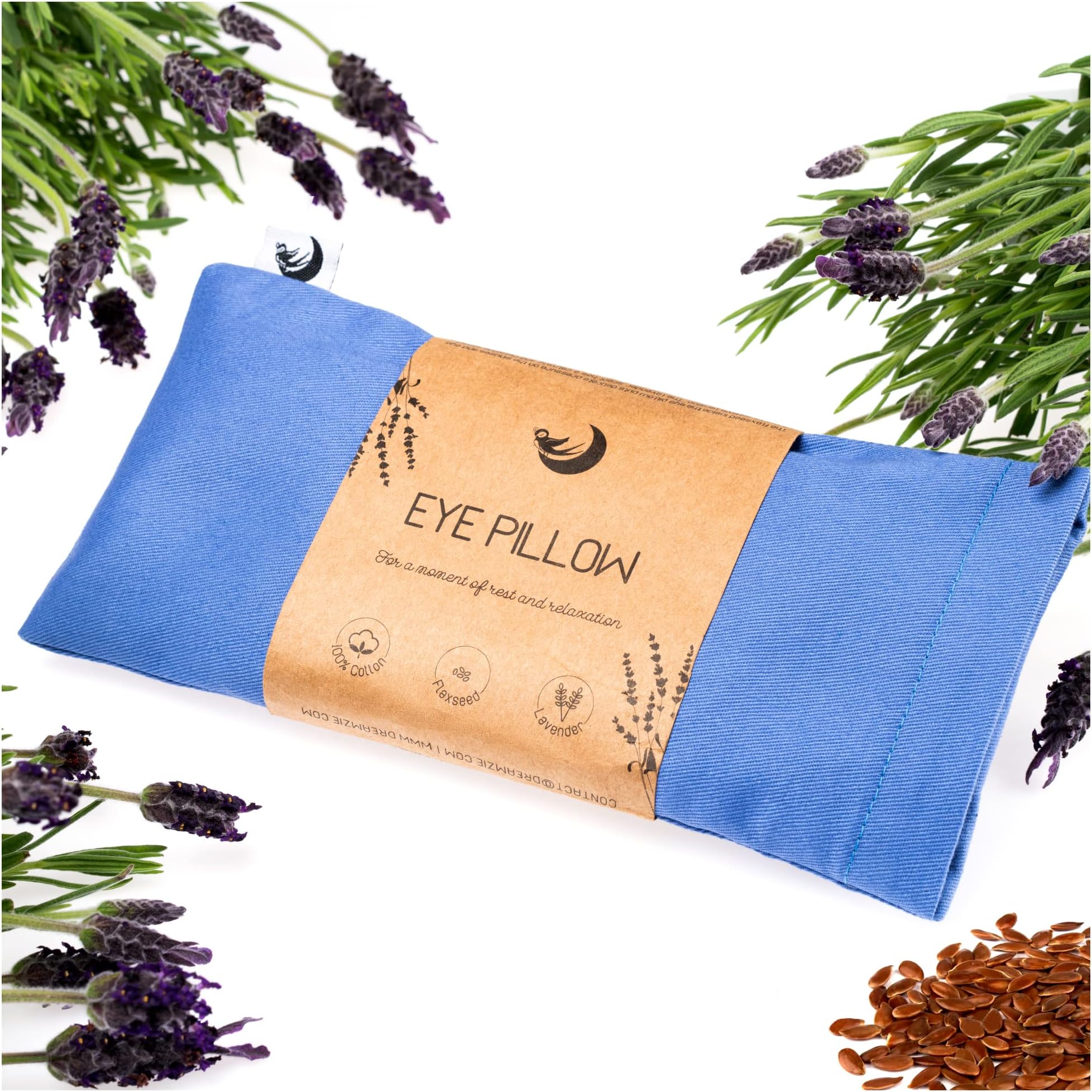 Lavender Eye Pillow 2-in-1 - Eye Pillow for Sleeping - Microwaveable Weighted Eye Pillow - Meditation and Relaxation Gift - with Flaxseed & Lavender Seeds - Stress Relief Anxiety and Migraine Relief