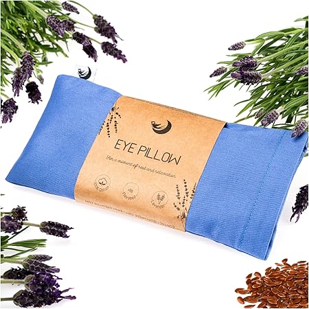 Lavender Eye Pillow 2-in-1 - Eye Pillow for Sleeping - Microwaveable Weighted Eye Pillow - Meditation and Relaxation Gift - with Flaxseed & Lavender Seeds - Stress Relief Anxiety and Migraine Relief