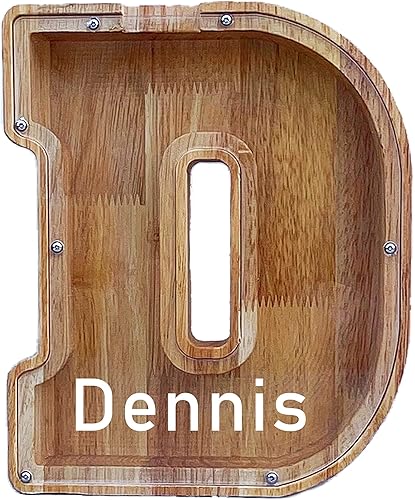 Miniatura 2 de Alcancía grande para niños y niñas, alcancía de madera personalizada con diseño recortado, bancos de monedas de letras del alfabeto, caja de ahorro