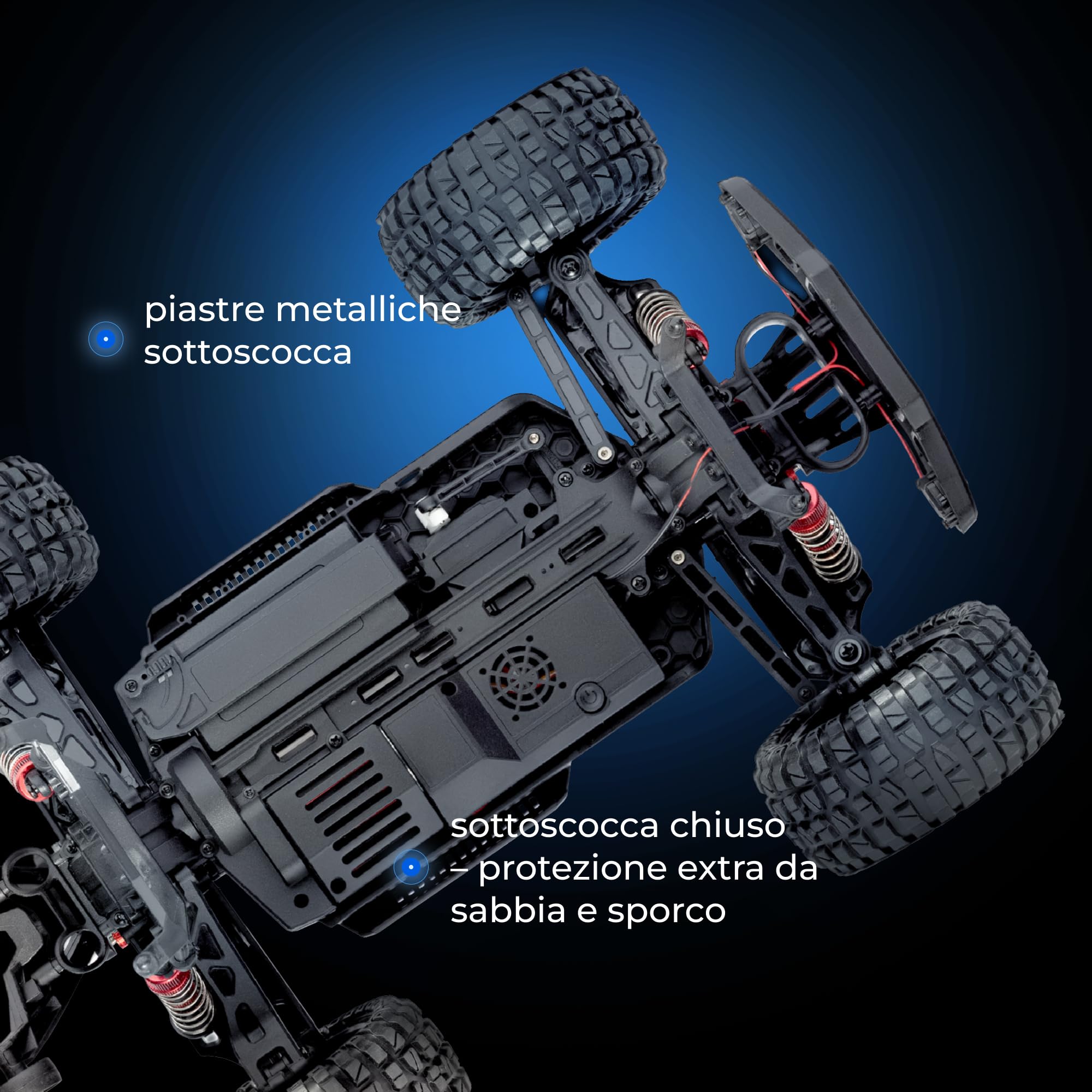 Lionelo Overmax X-Vast Auto radiocomandata 4WD 1:10, 30 km/h, fuoristrada RC, 2,4 GHz, 40 minuti con 2 batterie, silenziatore ad olio, LED, guida su due ruote, crawler per bambini 8+ e adulti