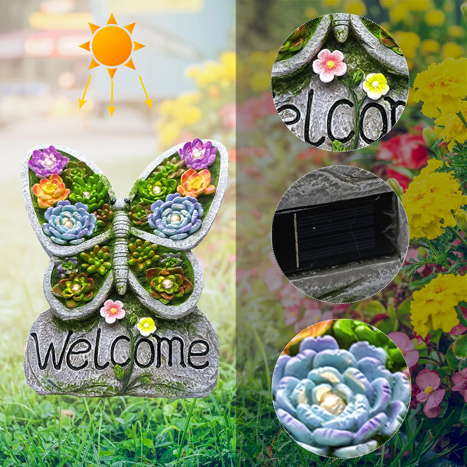 MefuBoda Butterfly Garden Statues Outdoor Decor Sculptures, Garden Figurines, Patio, Lawn, Yard Art Decoration