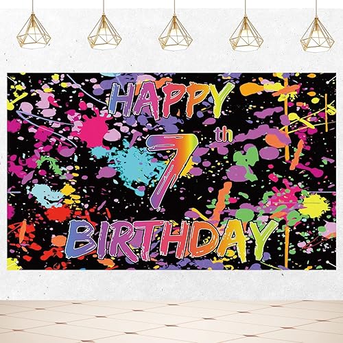 Joyiou Neno - Cartel de fondo de 15 años que brilla en la oscuridad, decoración para niñas y niños, cartel de feliz cumpleaños de 15 años, colorido