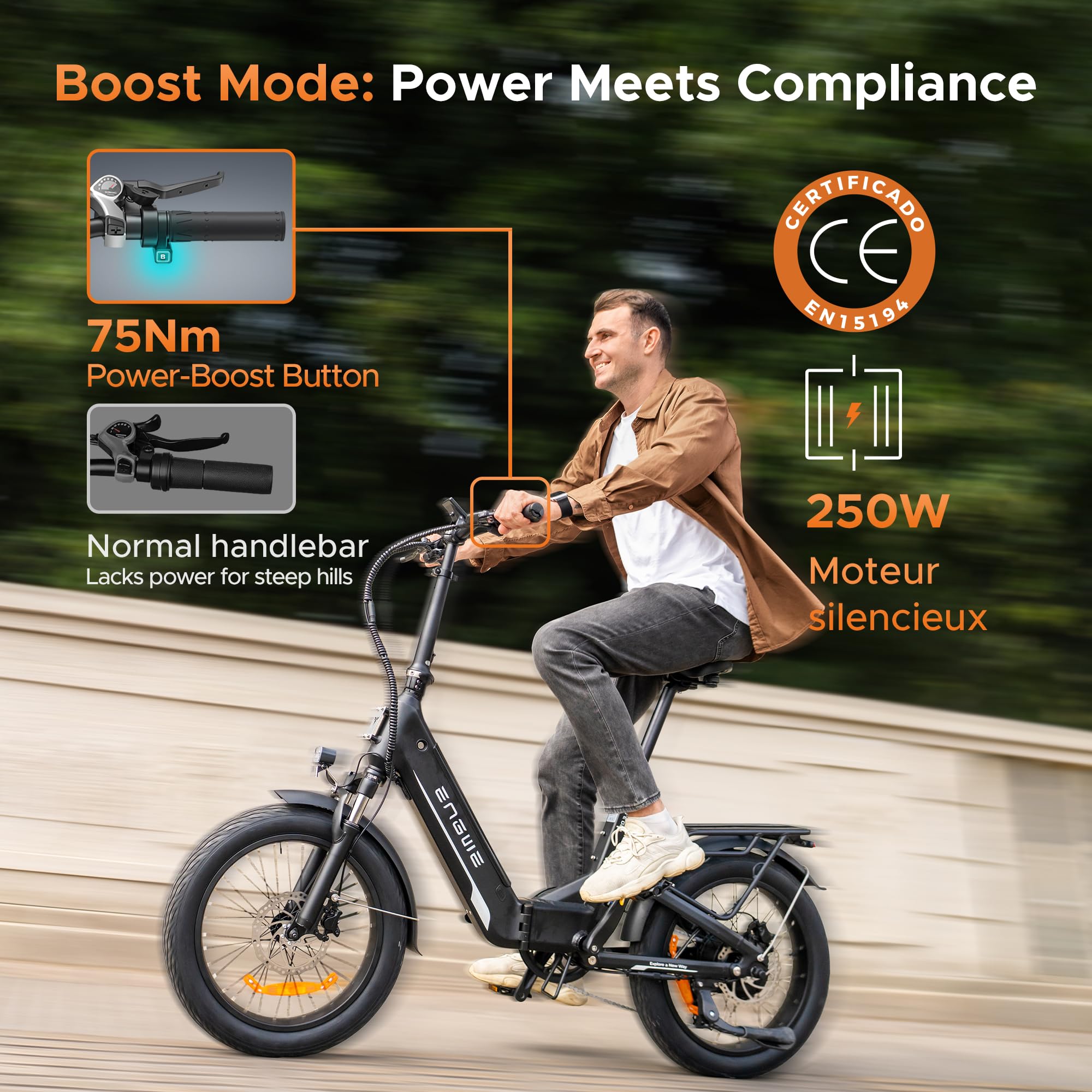 ENGWE Velo Electrique avec APP, Vélo électrique Batterie 48V 13,5 Ah jusqu'à 135 km, Capteur de Couple et Freins Hydrauliques, Pneus 20 * 3.0, 2 Heures de Charge