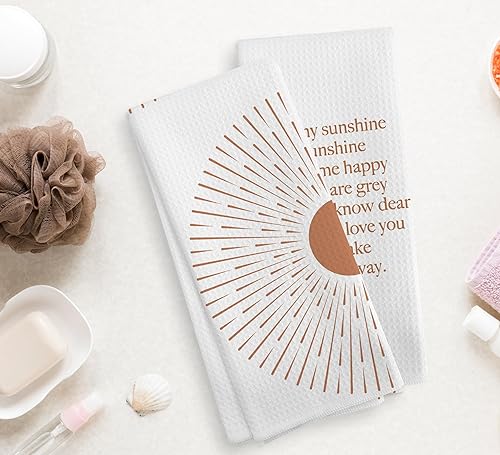 Miniatura 2 de You are My Sunshine - Juego de 2 toallas de cocina y paños de cocina y paños de cocina bohemios absorbentes, toallas de mano para baño y cocina,