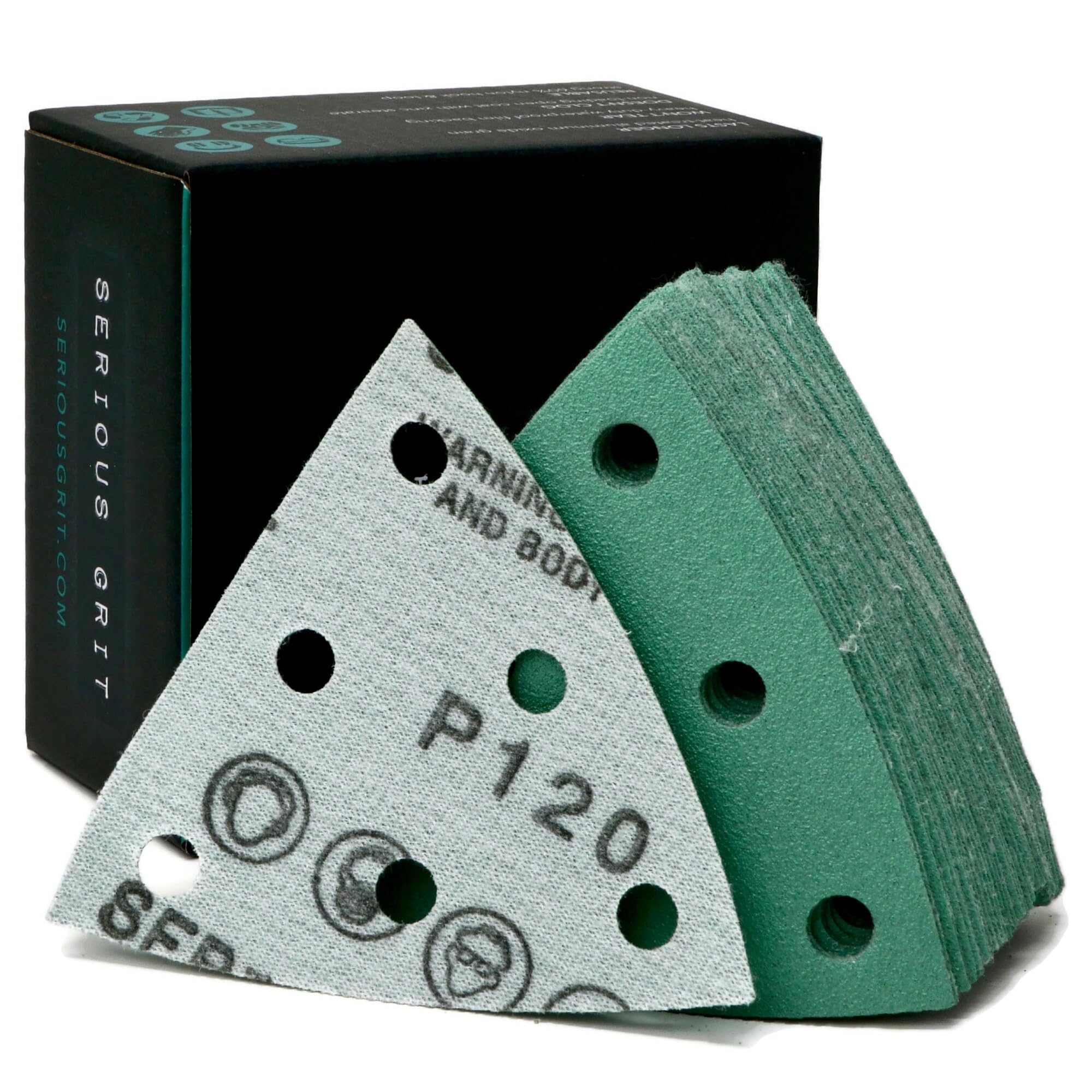 Serious Grit - 93mm 6-Hole P120 Grit Sanding Discs - Hook & Loop Sandpaper - Fits Festool ROTEX RO90 Delta Sanders - 50 Pack Box