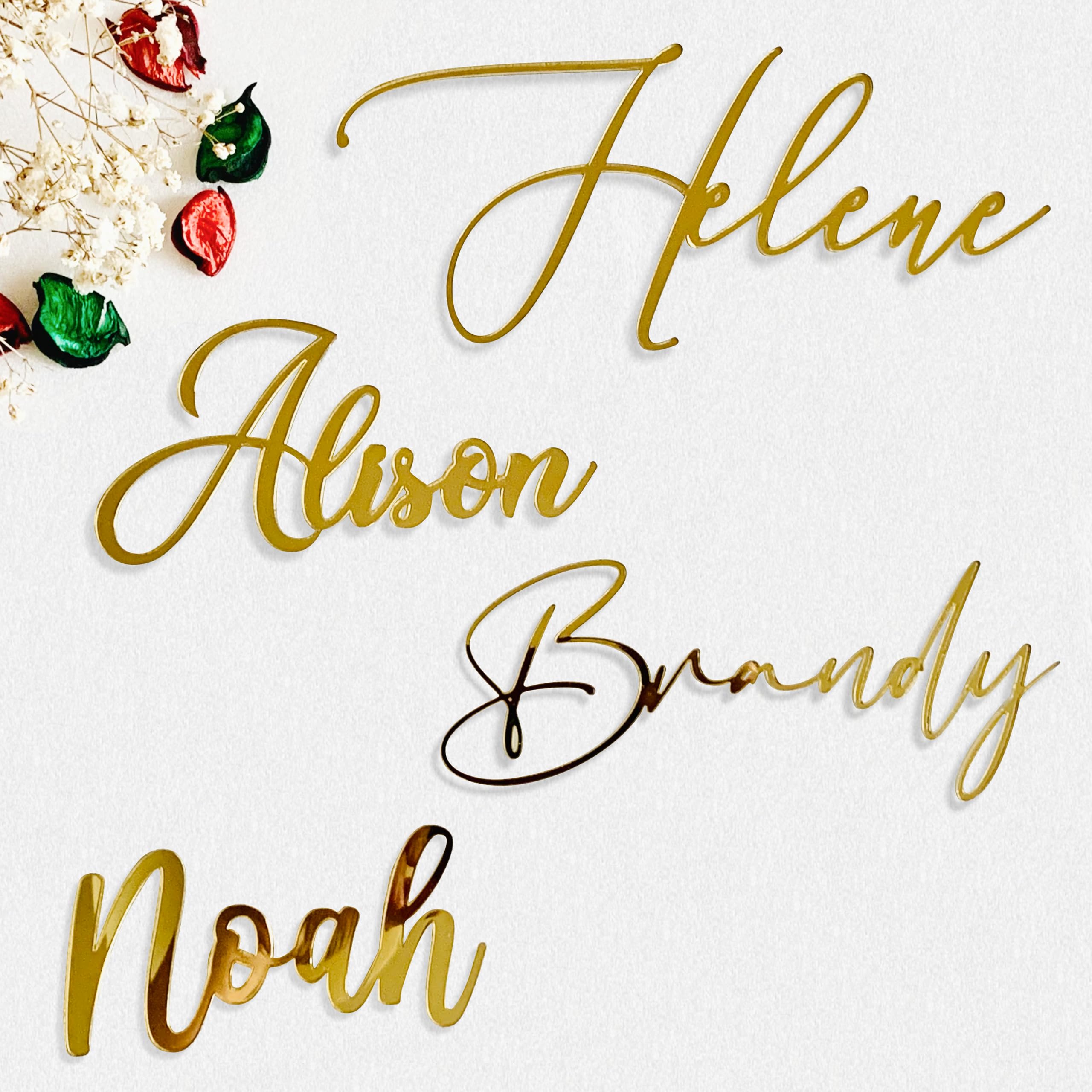 Custom Name Cake Charm โ Personalised Acrylic Cake Topper โ Name Plaque for Baby Christening, Weddings, and Events - Wood Laser Cut Name - Birthday Cake Topper - Acrylic Cake Charm โ 4 Font Options