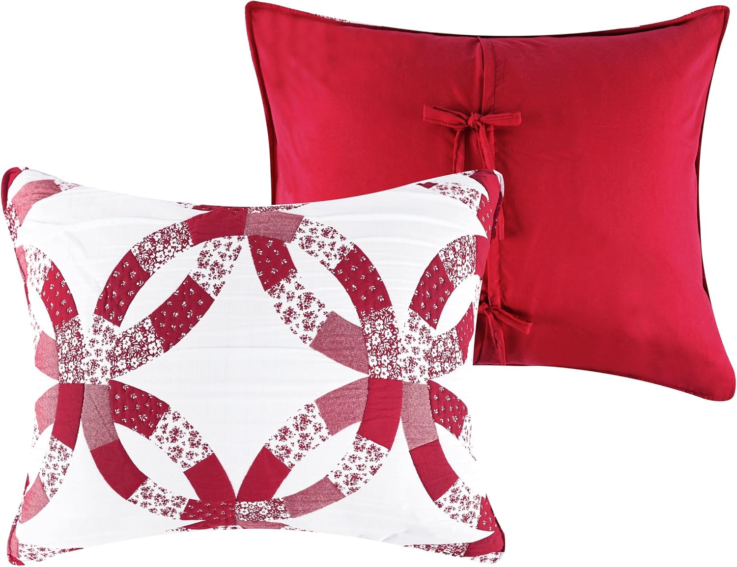 Greenland Home Fashions Wedding Ring Collection, Standard Pillow Sham, Red