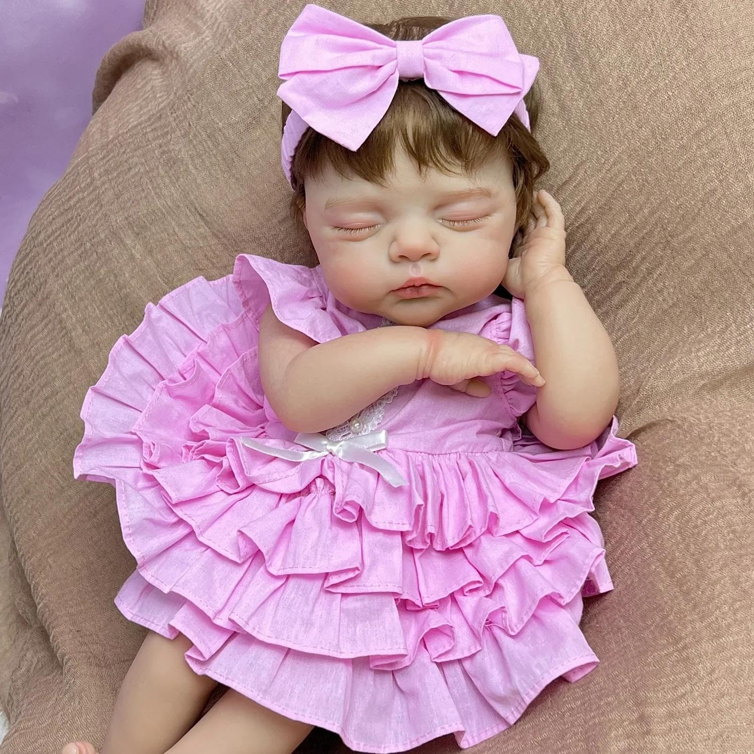 Prawdziwe życie Reborn Baby Dolls Girl 45 cm Realistyczne lalki dla niemowląt, miękka tkanina, wyglądająca prawdziwie śpiąca lalka niemowlęca, realistyczna lalka dla noworodków, zabawka dla