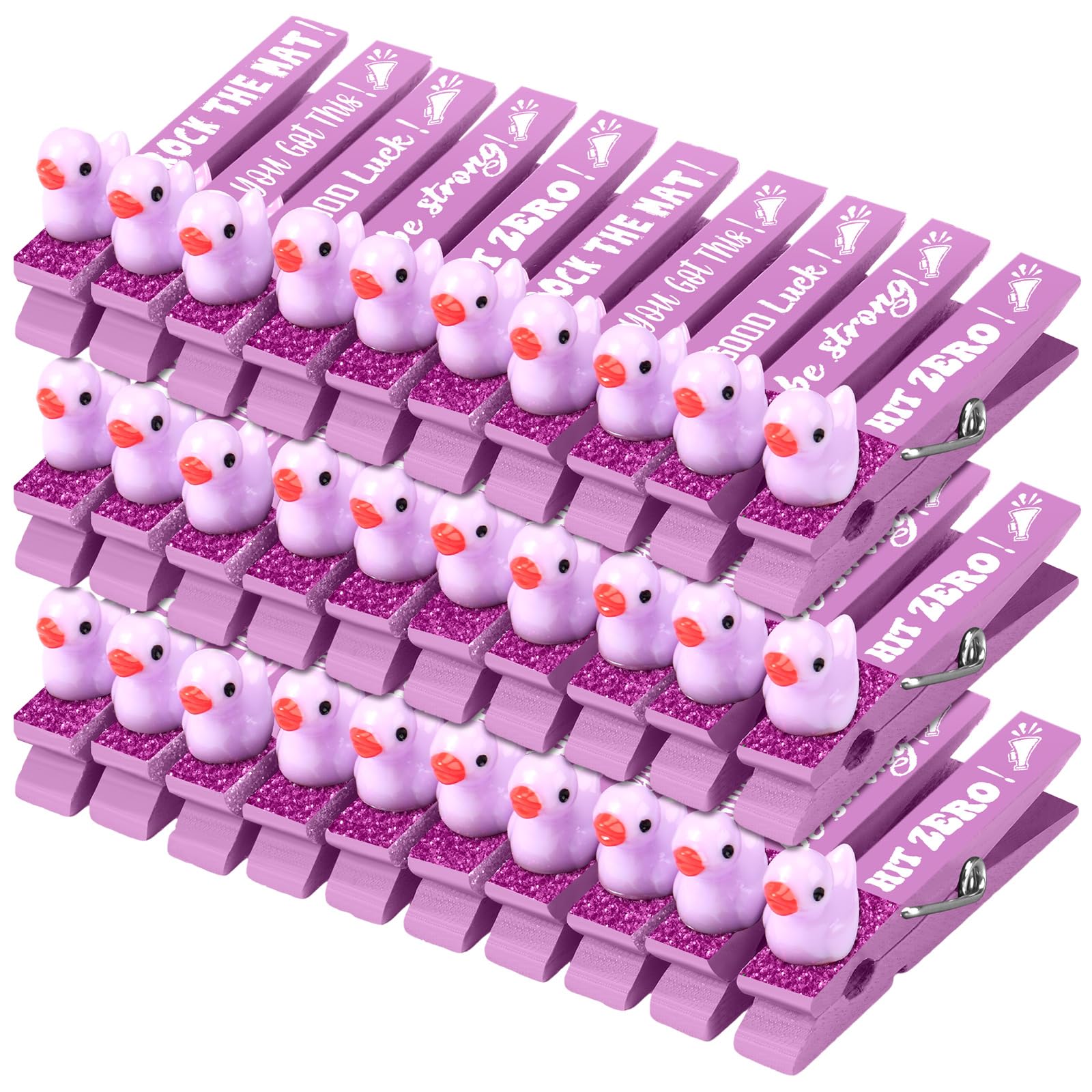 Kigeli 30 Pcs Spirit Clips Cheer Pins Cheerleader Gifts Clothes Pins for Backpacks Competition Glittered for Team Cheer Gifts Stuff Supplies Party Favors Accessories Bulk(Purple,Duck) โ image 1