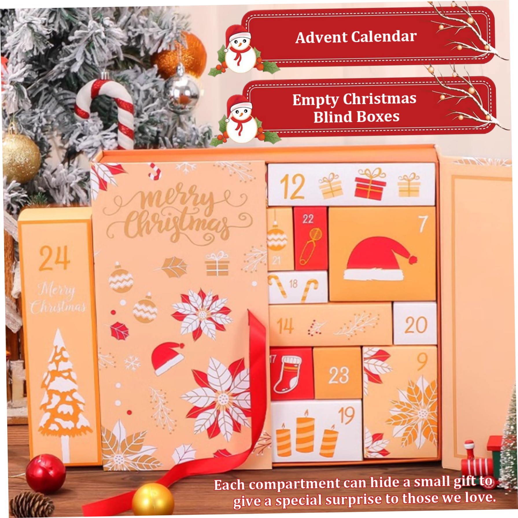 Christmas Advent Calendar 2024 Empty Boxes, 1 Set 24 Days