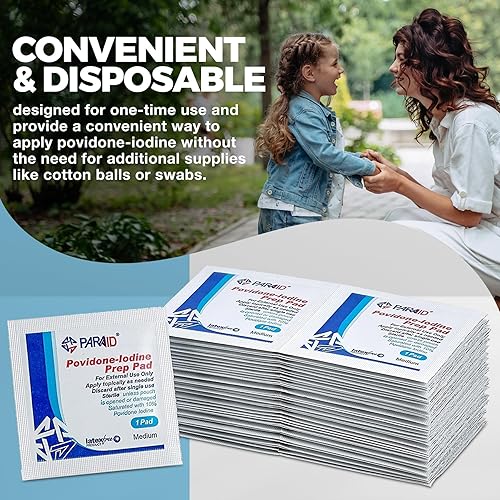 Miniatura 9 de Almohadillas de preparación de yodo  (caja de 200 unidades) almohadillas de solución de preparación de yodo, hisopos de povidona yodo al 10% para
