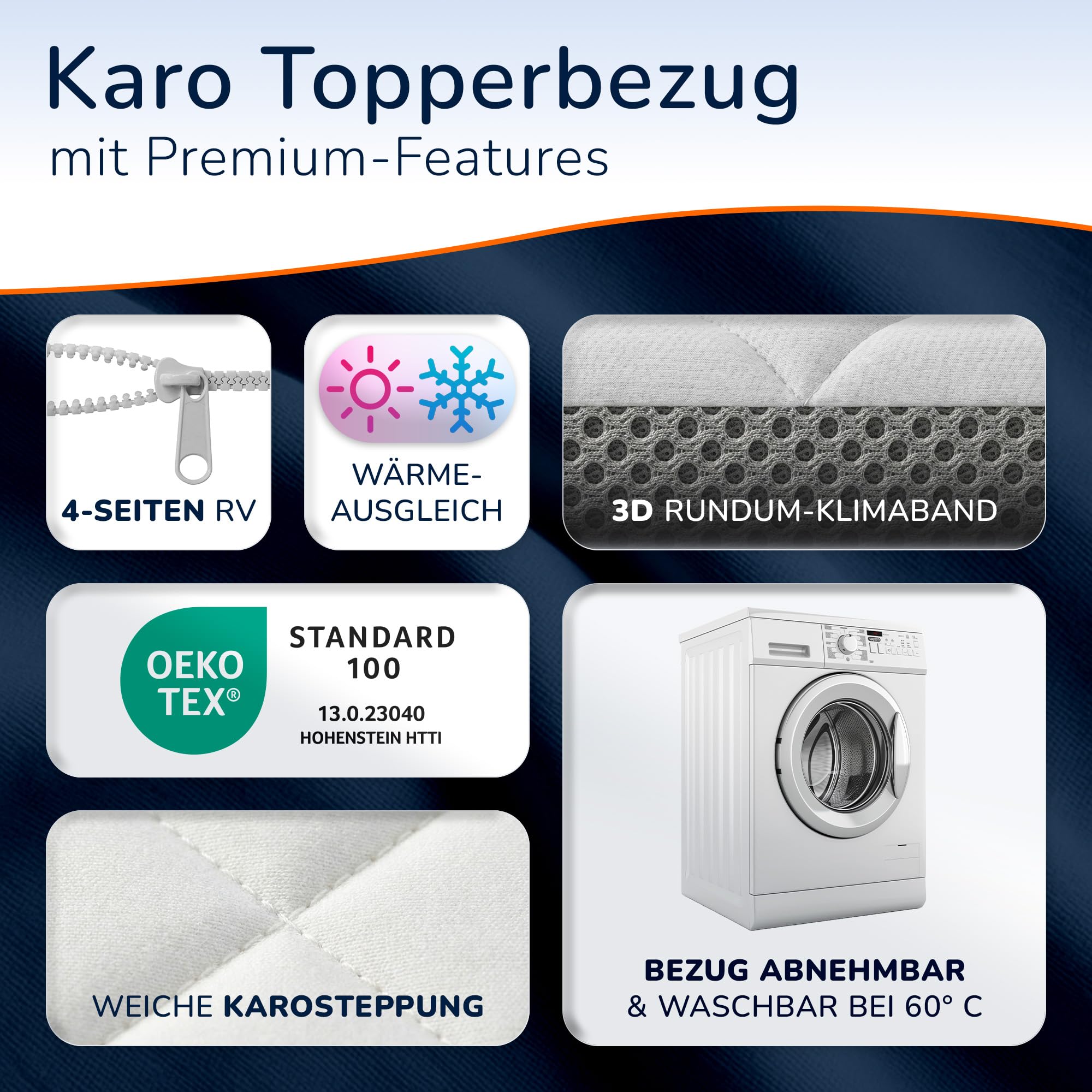 MSS e.K. Karo Gel 7 Zonen Premium Matratzentopper 80x200 cm, Topper aus Gelschaum, rutschfeste Memory Foam Bettauflage mit atmungsaktivem Bezug, weiche Matratzenauflage 80 x 200 x 8 cm
