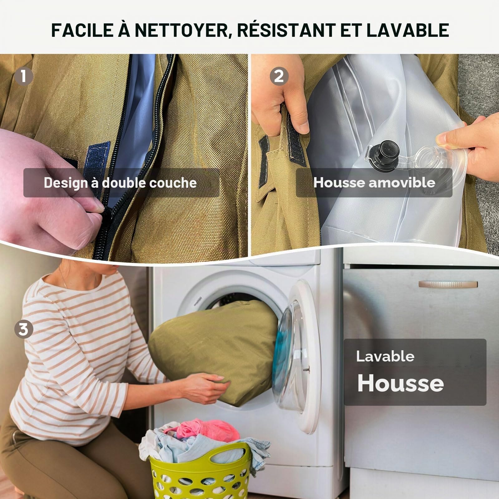 Luxchoice Canapé Gonflable Convertible 2 Place avec USB Pompe 400KG Max | Gonflez Pendant 3 à 5 Minutes, Pompe Détachable, Air Sofa Couch 1000D tissu Oxford, Fauteuil de Camping Gonflable Extérieur