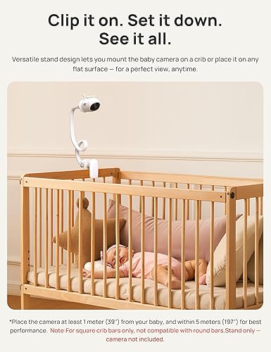 Miniatura 5 de Dr.Care Soporte para monitor de bebé, soporte universal ajustable para cámara de bebé, compatible con todas las cámaras de monitor de bebé, brazo