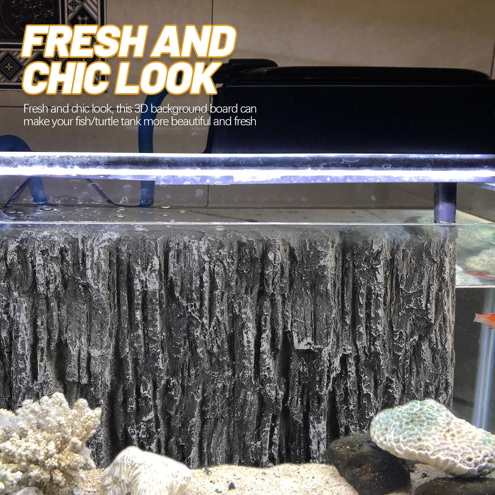 FOMIYES Sfondo Roccia Acquario 3D Sfondo Terrario Sfondo 3D Fish Tank Sfondo Parete Pesce Habitat Decorazione Terrario Habitat Sfondo Animale Lucertola Strisce Verticali Pu