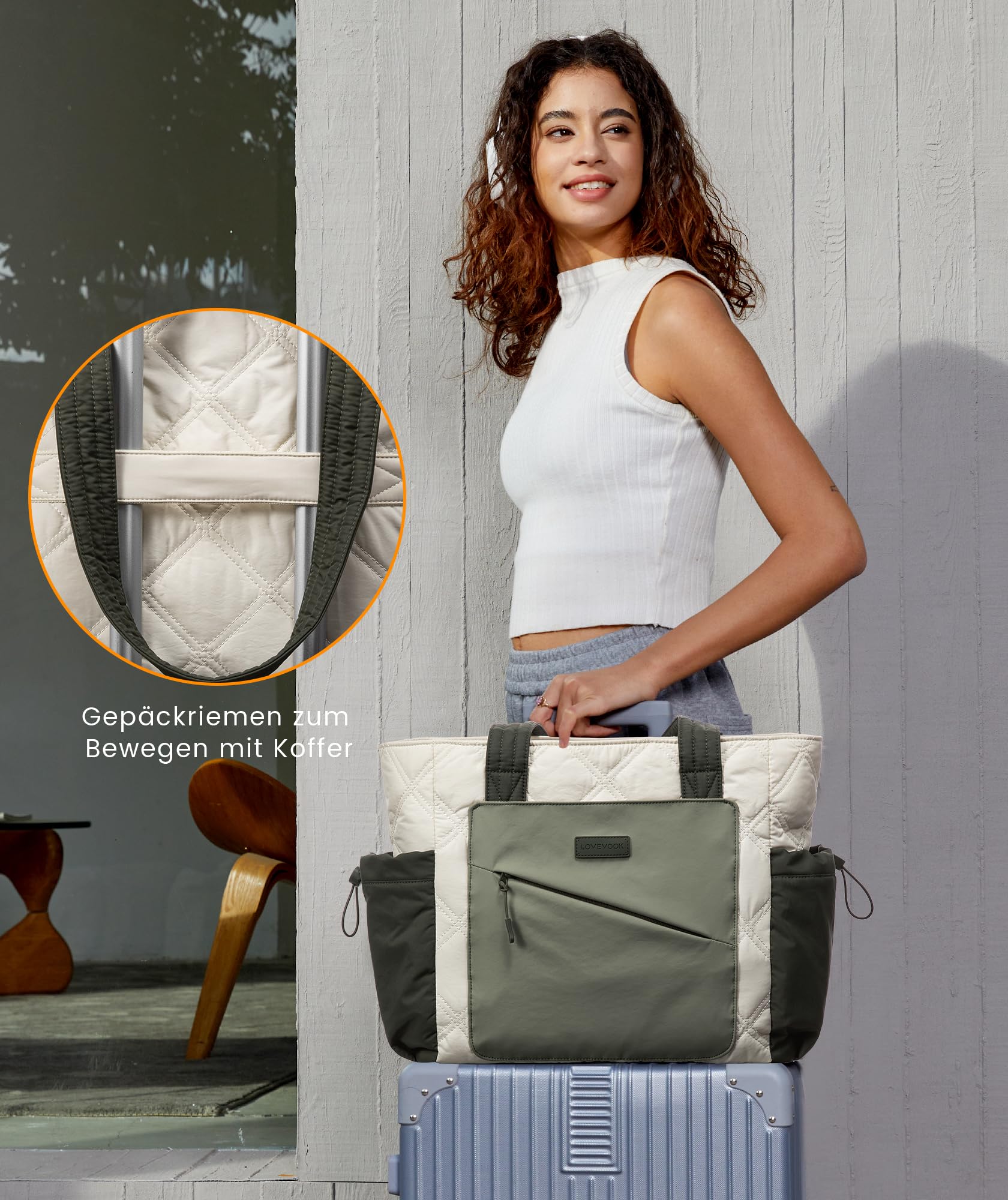 LOVEVOOK Duża torebka na laptopa o przekątnej ekranu 15,6"/17,3", torba robocza, torba na zakupy, torba szkolna, aktówka, torba biurowa, torba na ramię, uniwersalna