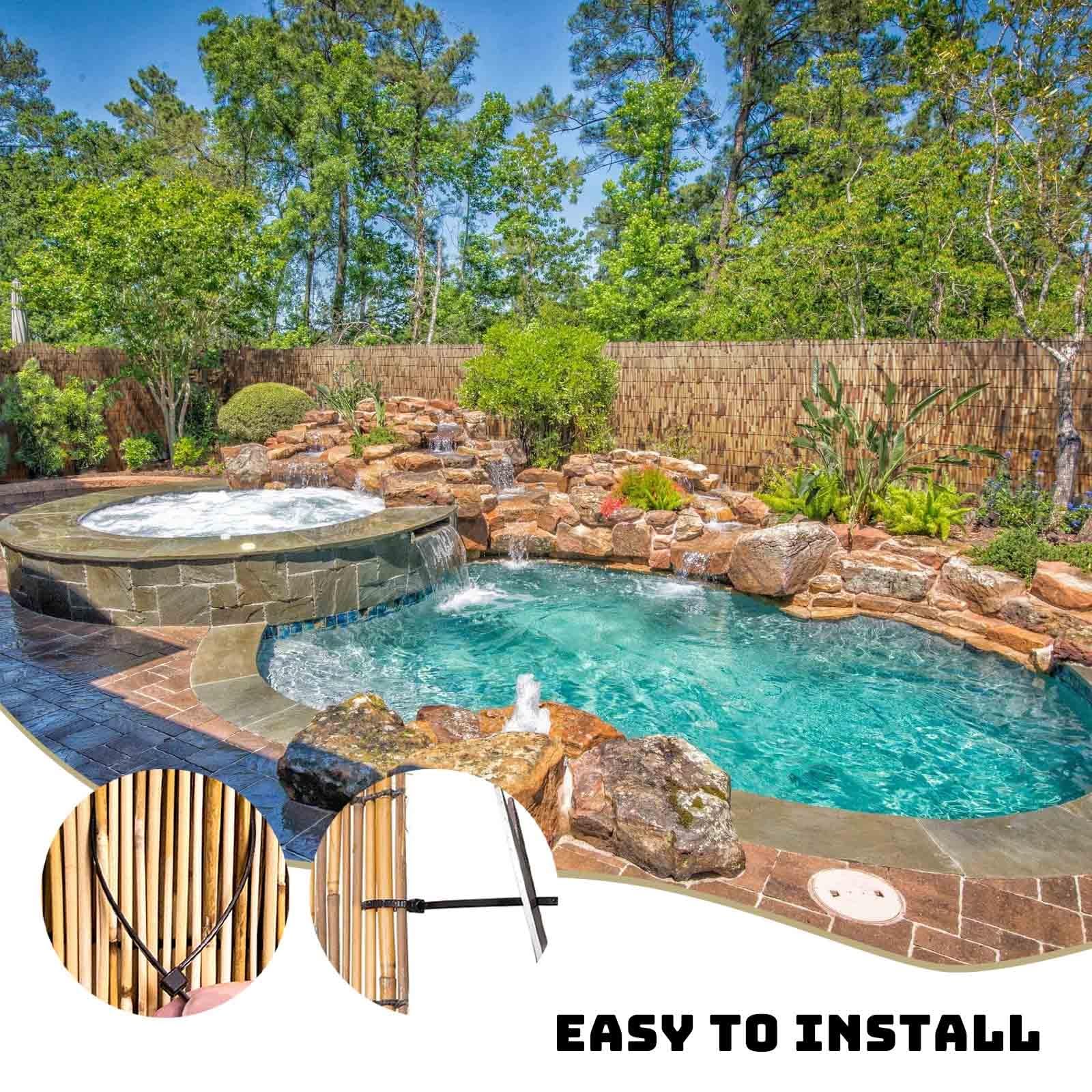 Rollo de valla de bambú natural de 50160 cm de alto y resistente, de madera para jardín, piscina, patio y terraza, fácil de instalar, 110 x 500 cm