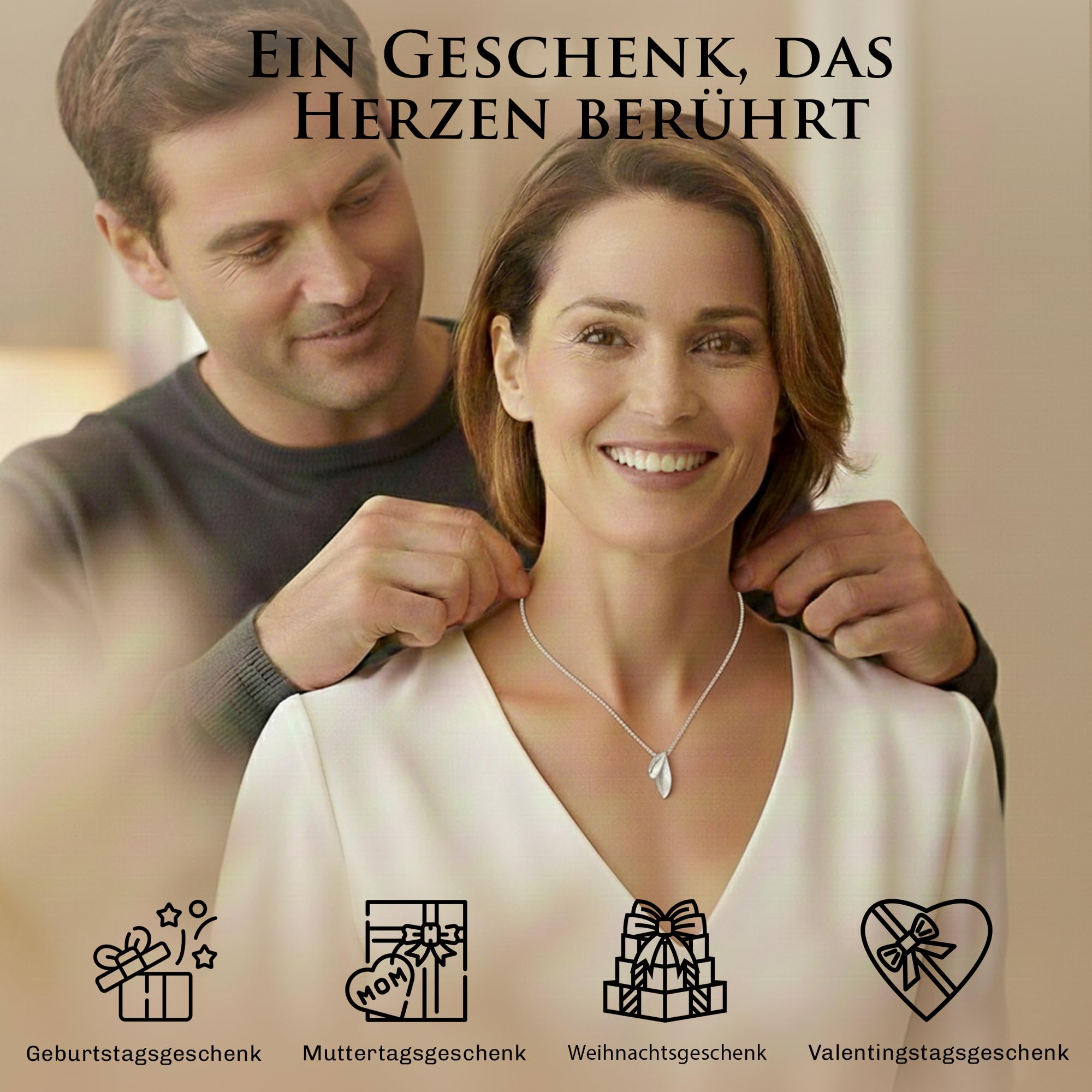 Vinani Kettenanhänger 925 Sterling Silber Blattform für Damen, ABH-EZ | Gebürstete Oberfläche, antiallergisch, nickelfrei, deutsches Design, ideal für empfindliche Haut und vielseitige Looks