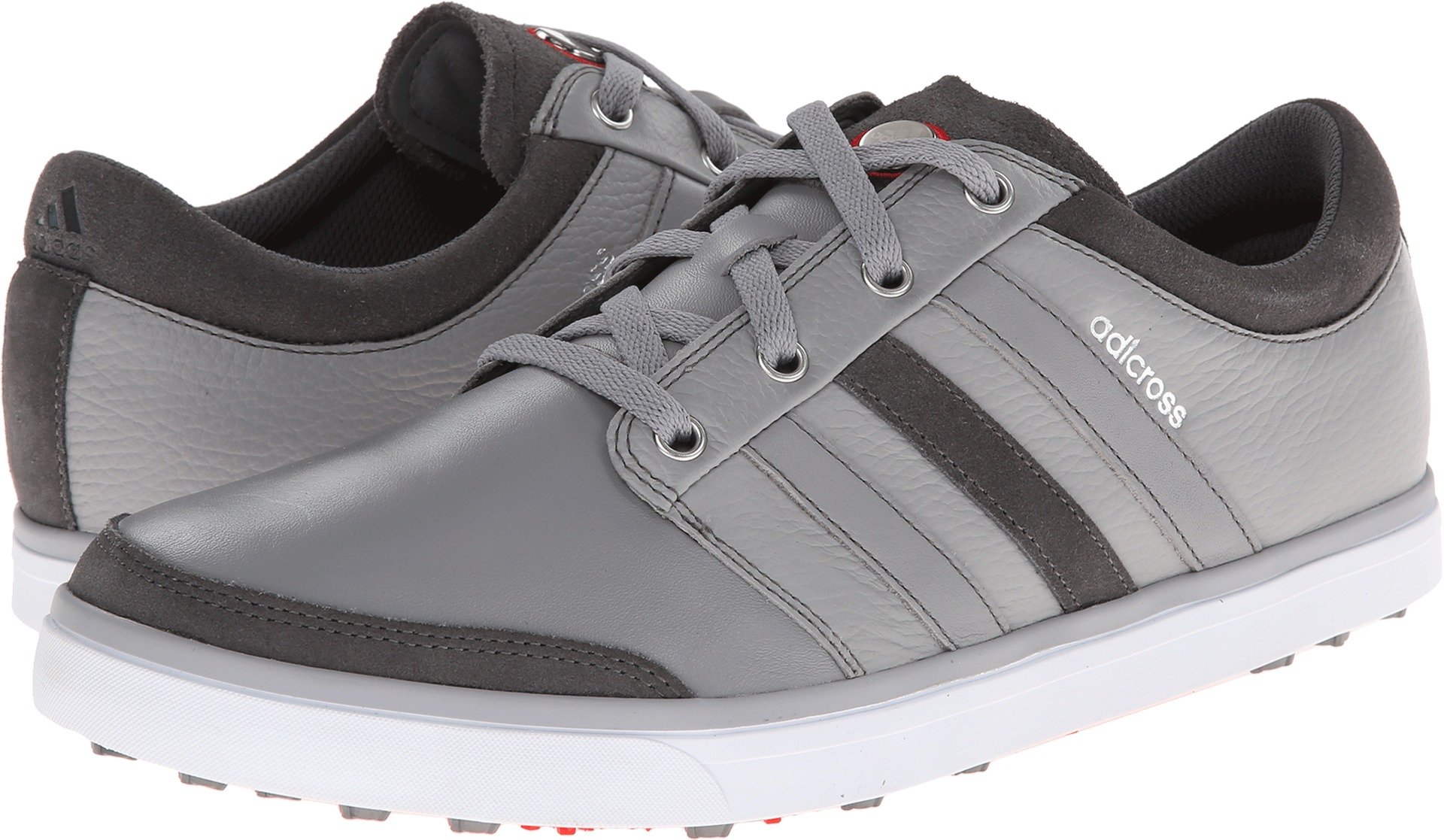 adidas Men's Adicross Gripmore Golf Shoe,Aluminum/Running White/Light Scarlet ,8.5 M US