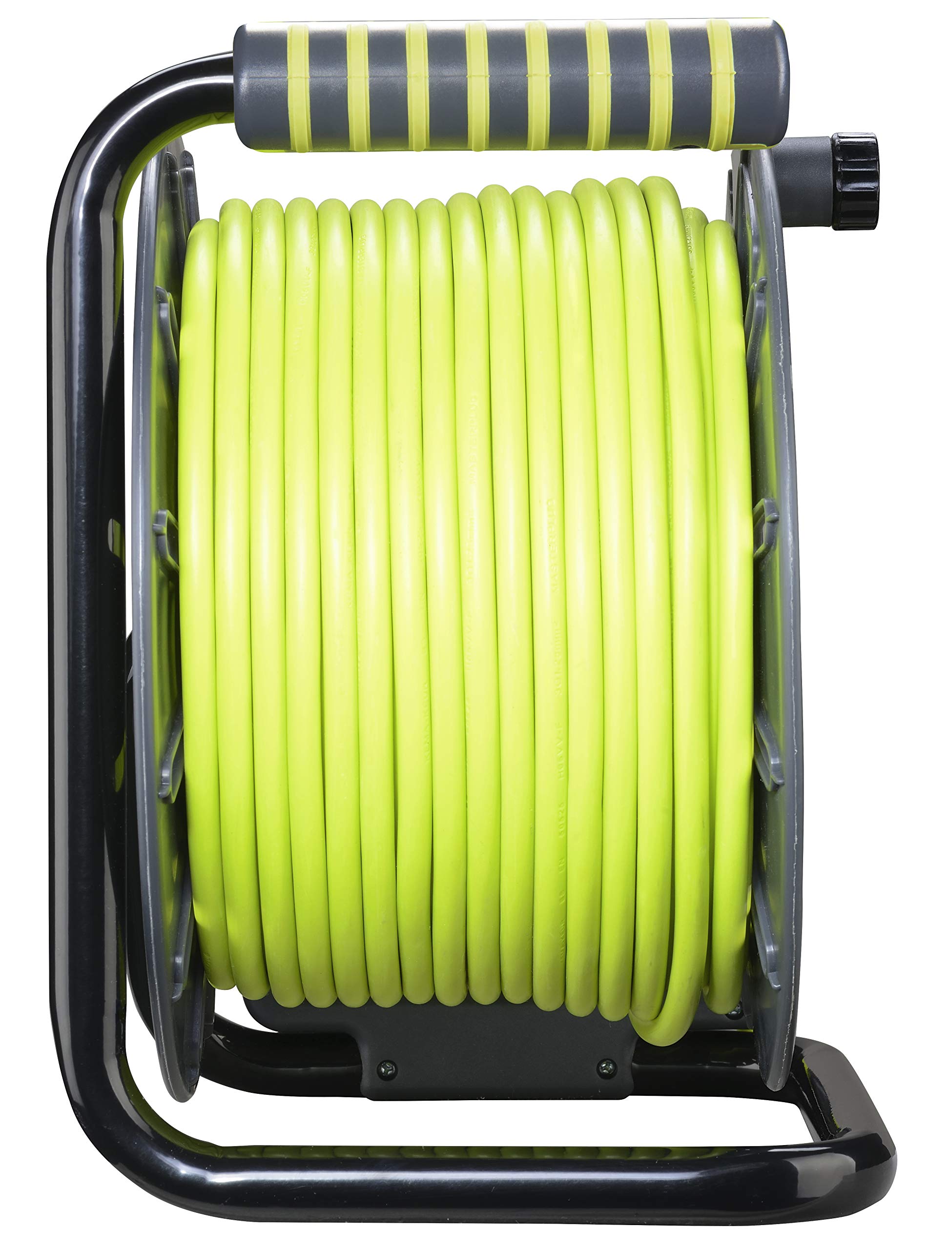 Masterplug Pro-XT Kabeltrommel Verlängerungskabel mit 4 Steckdosen, Wickelkurbel, Thermoschutz und Netzschalter, 25 Meter gut sichtbares Kabel