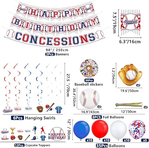 Miniatura 3 de 229 piezas de decoraciones de fiesta de béisbol platos de béisbol, servilletas, mantel, pancarta, tazas, globo de béisbol, calcomanías, adornos para