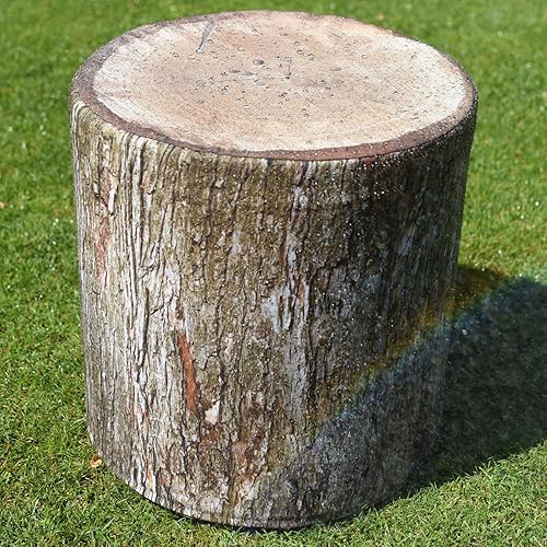 Miniatura 6 de Delsit Woody - Puf otomano para exteriores, estampado de ratán, asiento redondo impermeable y ligero, hecho en Europa, reposapiés, decoración y