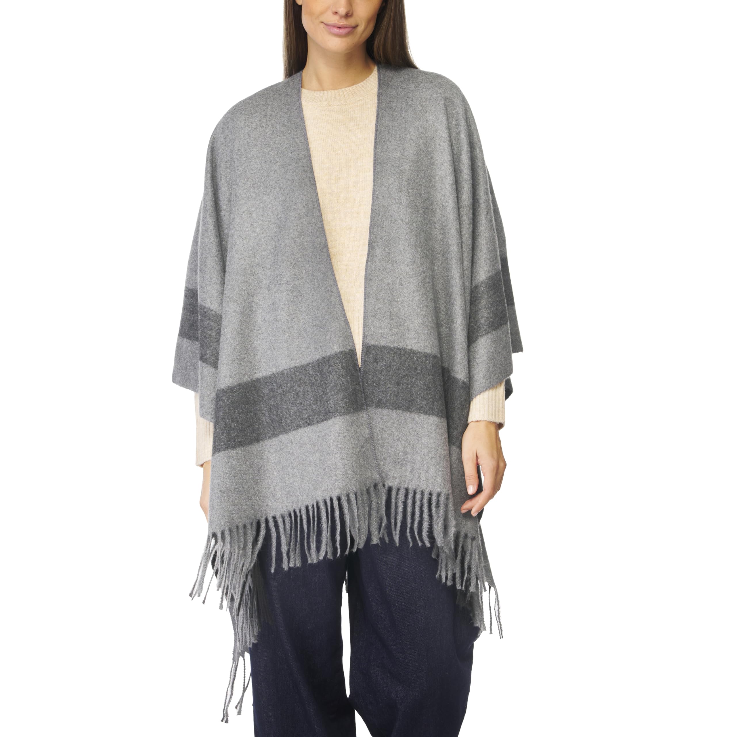 Women's Shawl Wrap Poncho Ruana Cape Cardigan Sweater Open Front for Fall Winter Spring