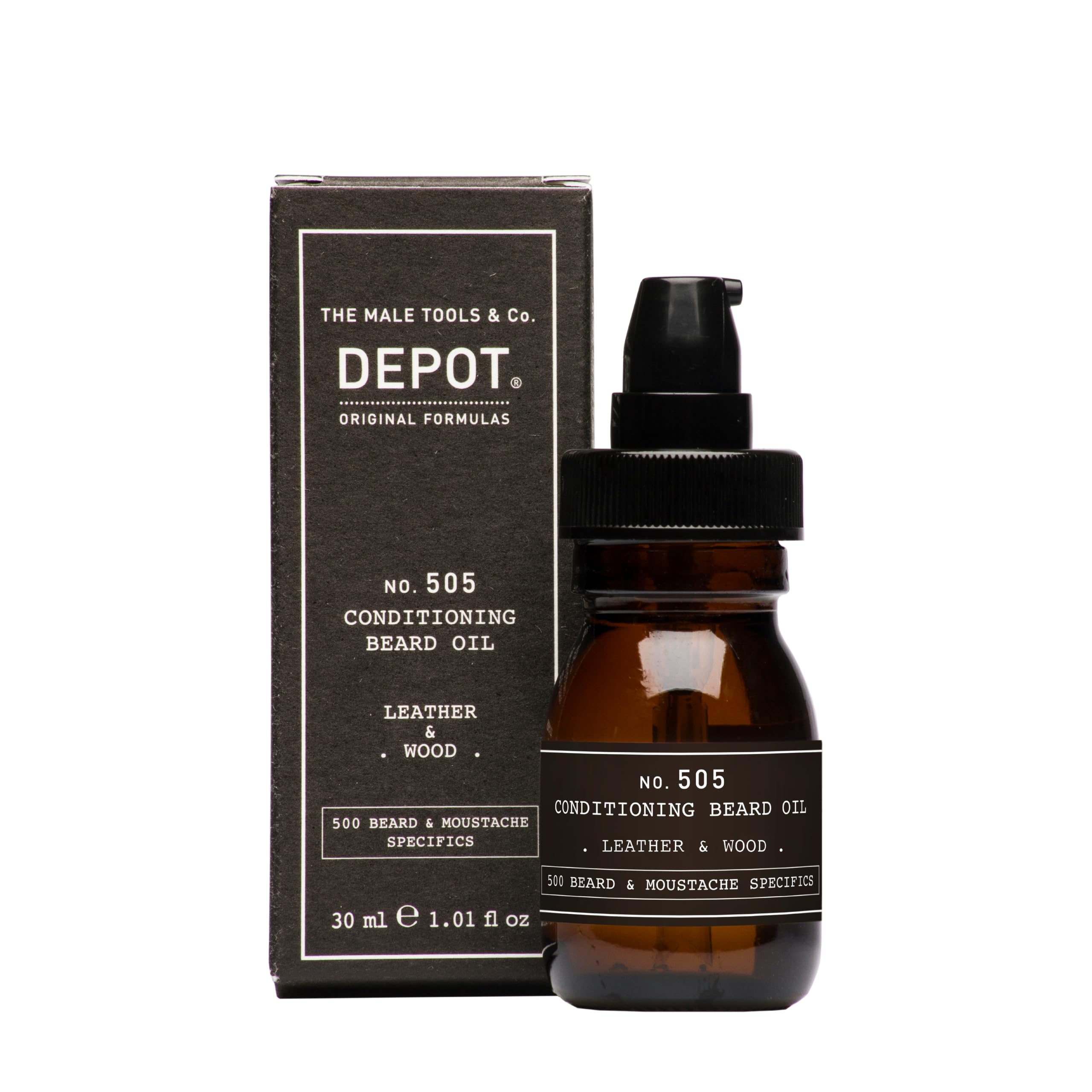 DEPOT No. 505 Conditioning Beard Oil, Leather & Wood | Nourishing, 30ml