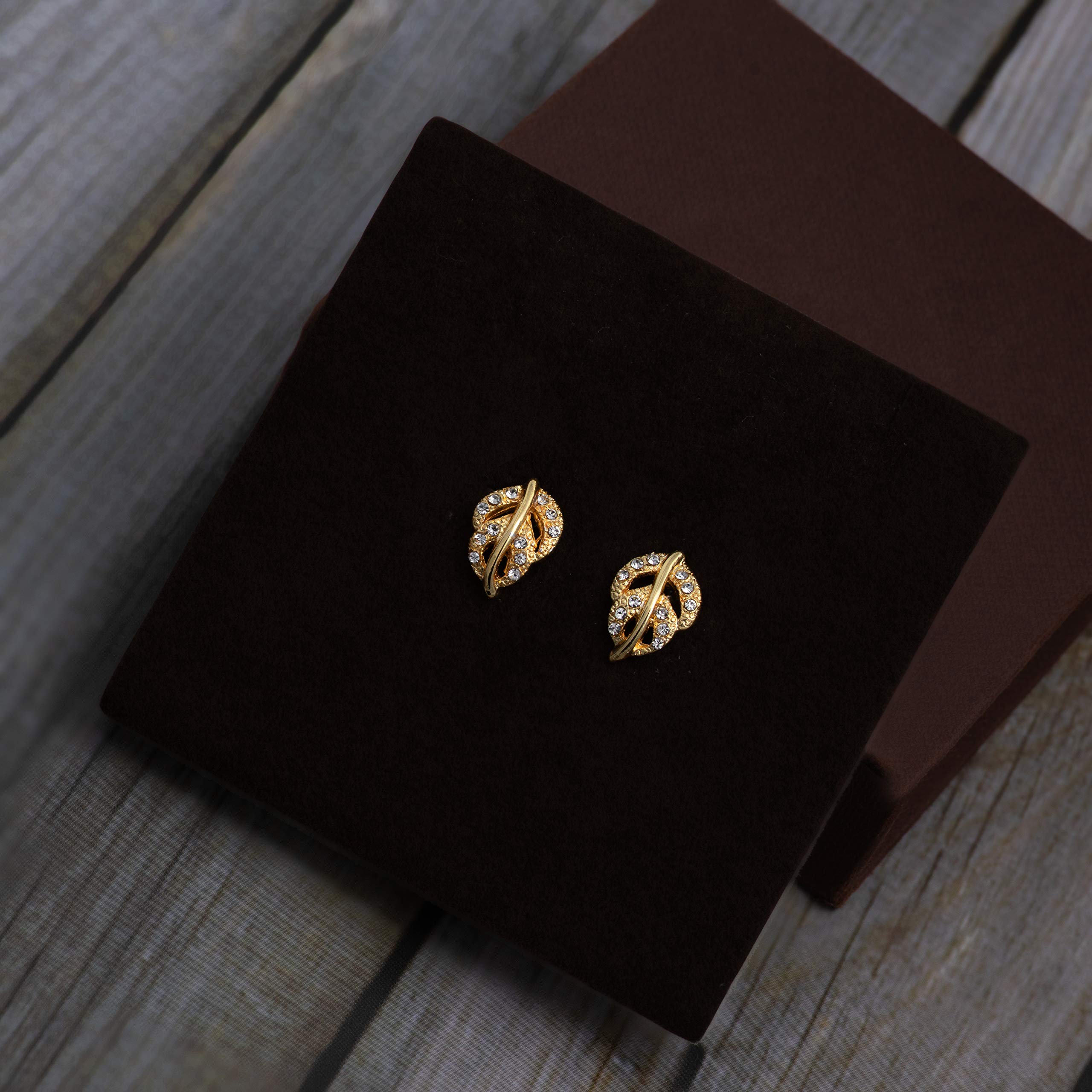 Gehena By - Tone Leaf Filigree Stud Earrings