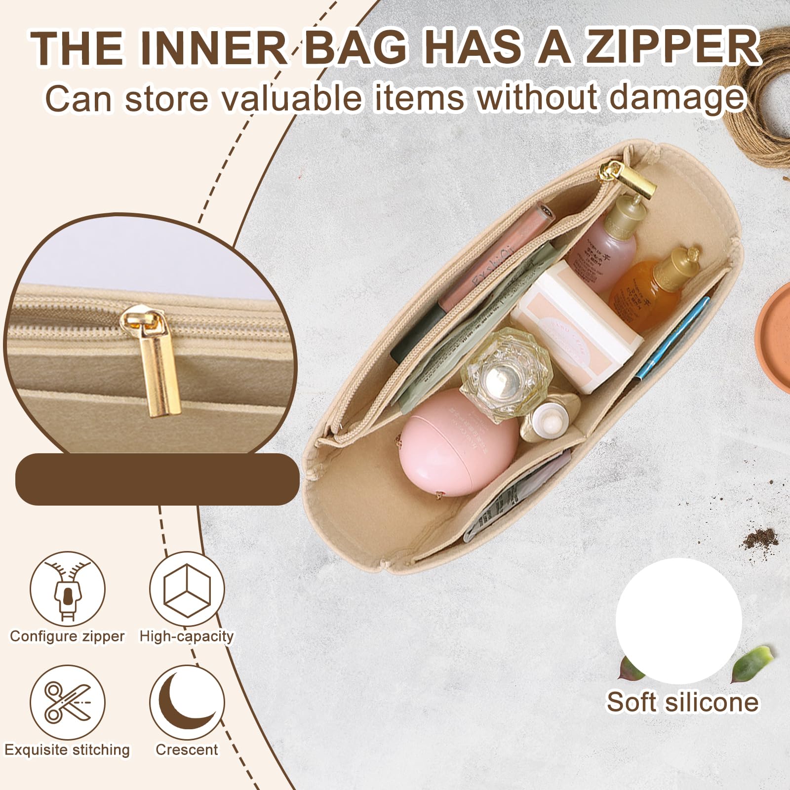 Organisateur Sac A Main Sac Rangement, Pochette Intérieur En