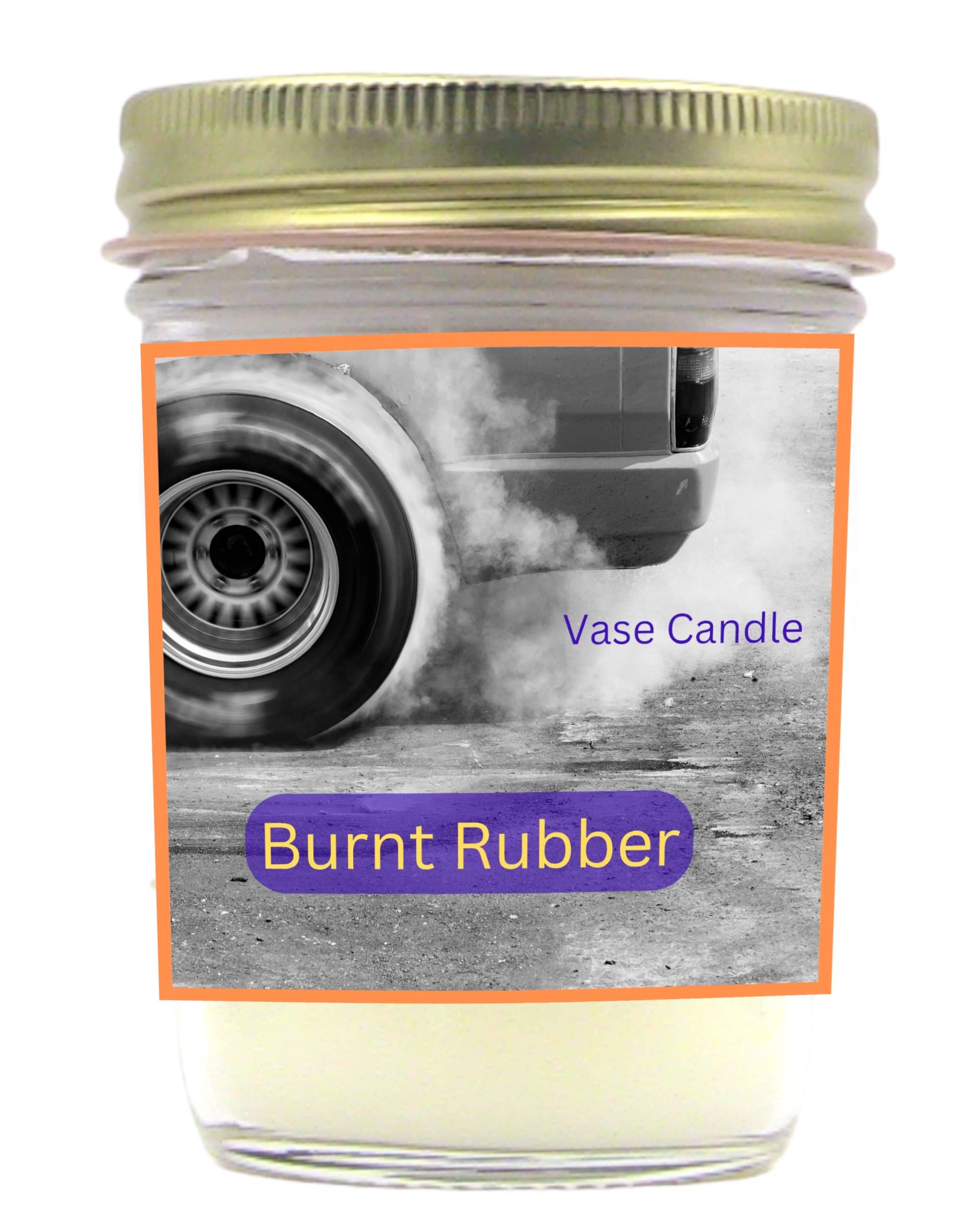 Burnt Rubber Vase Candle - The raw smell of burnt rubber, motor oil, and racing fuel at the racetrack! (Jar)