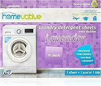 Vista 4 de Homevative Hojas de detergente para ropa, 30 hojas, hasta 60 cargas, fácil de disolver, lavanda, paquete ecológico, compatible con HE, apto