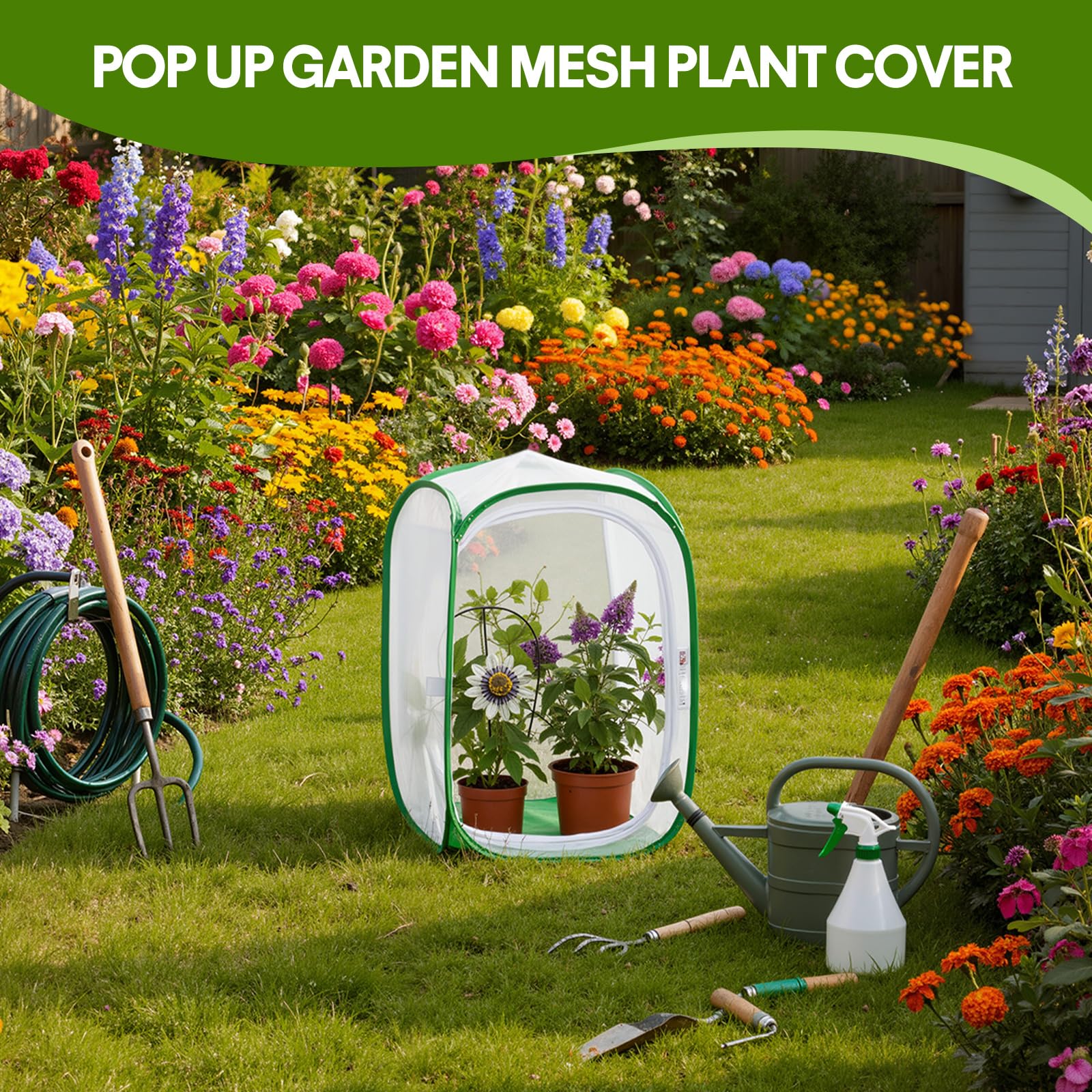 Gilprop 2 Pack Outdoor Mesh Plant Enclosures 23.6" Tall Crop Cage for Fruit Vegetables, Flowers and Herbs - Image 2