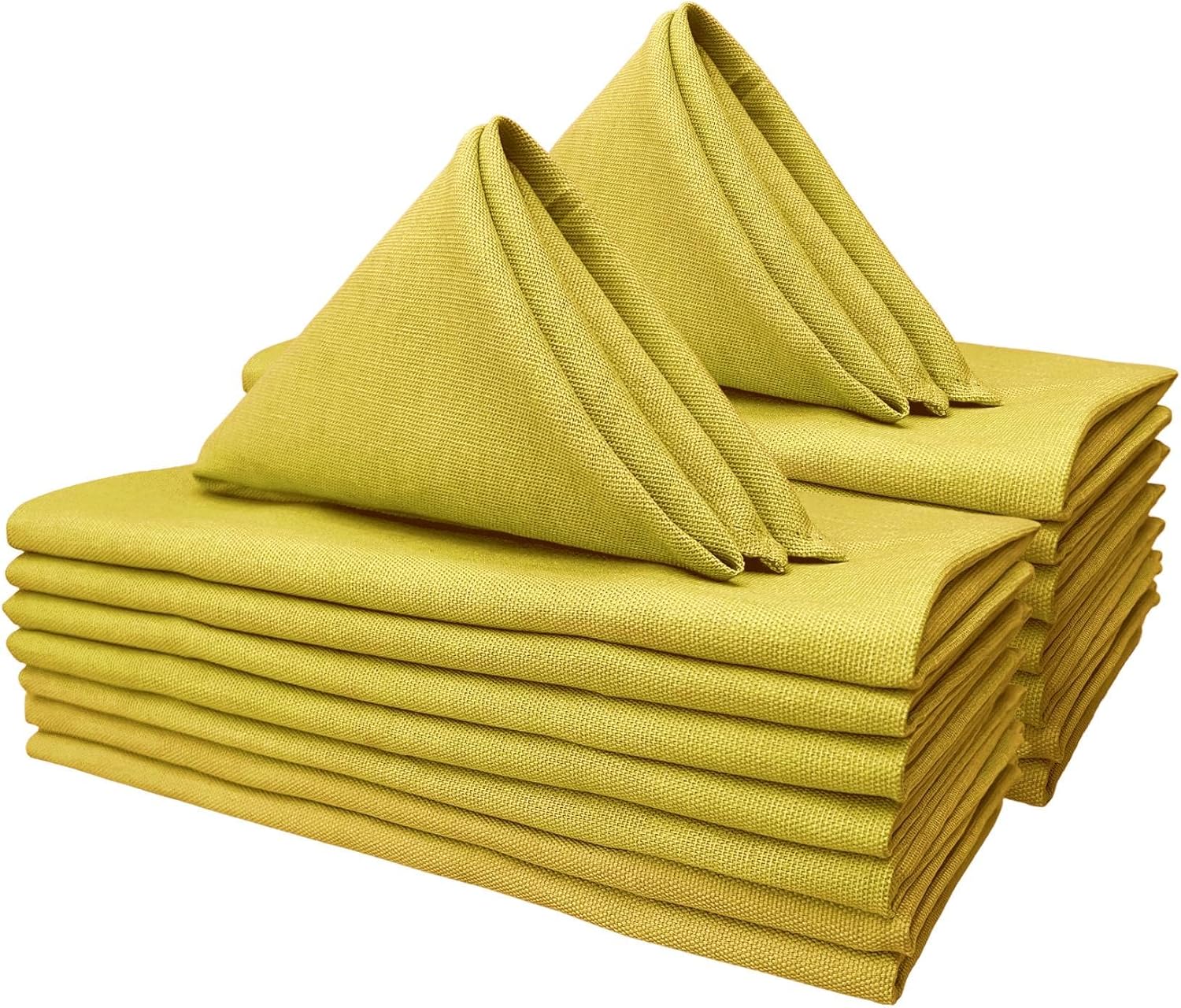 Mustard Set of 12 Reusable Dinner Napkins Cotton Linen Fabric Cloth
