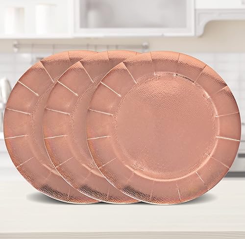 Miniatura 7 de Gift Boutique 24 platos desechables dorados redondos, 13 bandejas de servir para mesa de comedor, platos de cartón de papel reutilizables