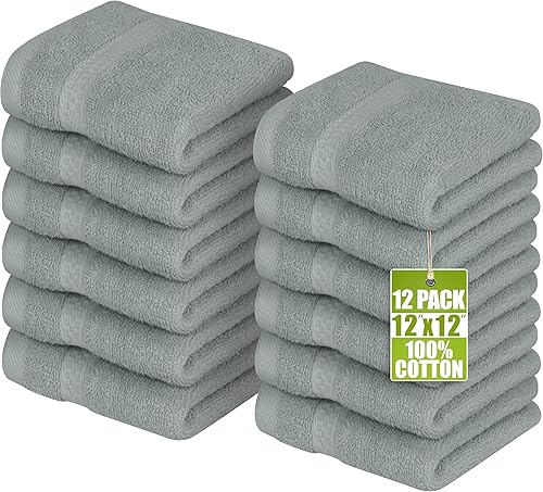 Miniatura 8 de Paños Utopia Luxury de 100% algodón ringspun y de cuidado fácil para máxima suavidad y absorción. Paquete de 12 (13 in x 13 in)